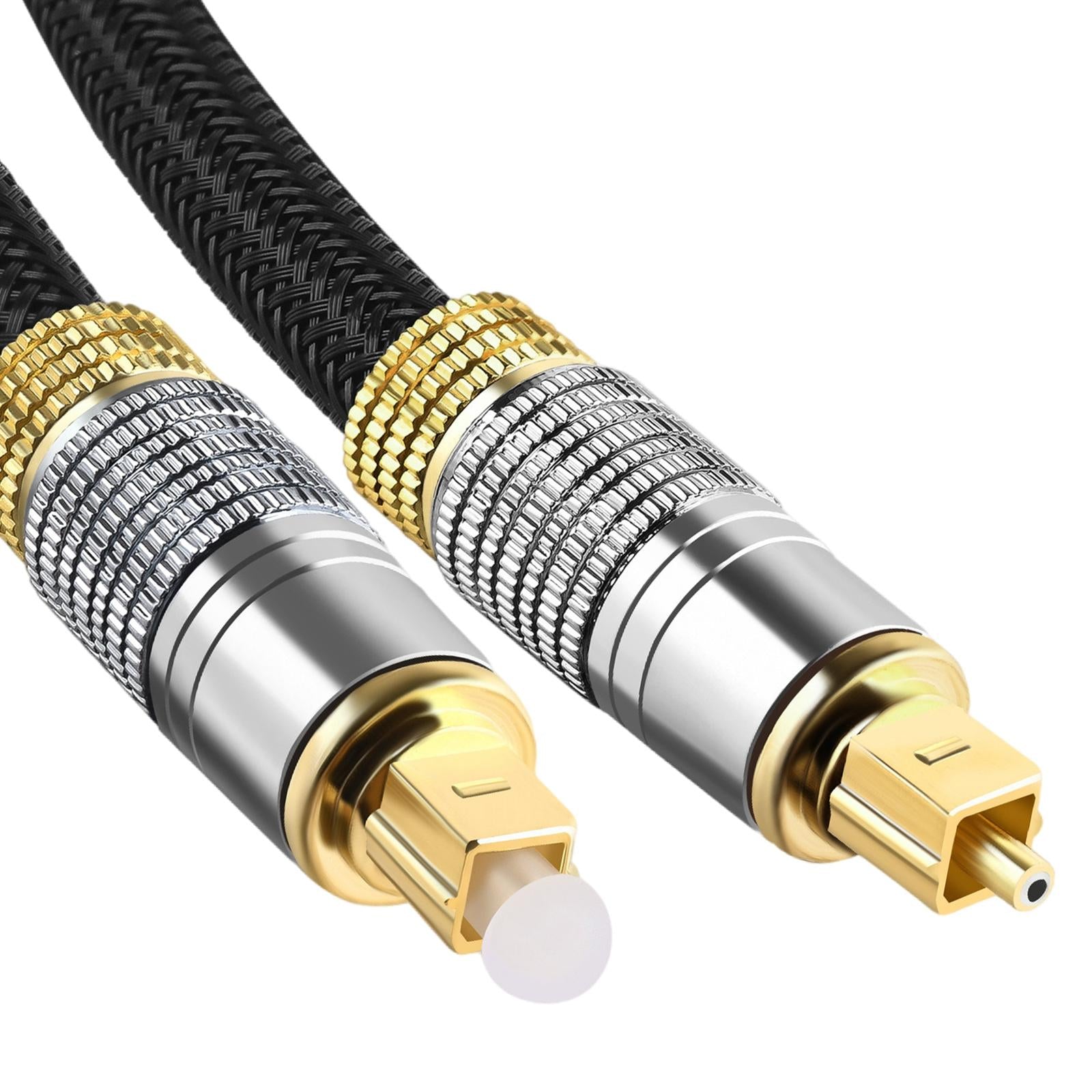 Optical Audio Cable Nylon Braided Male to Male for Soundbar Blue Ray Player thread circle 10m