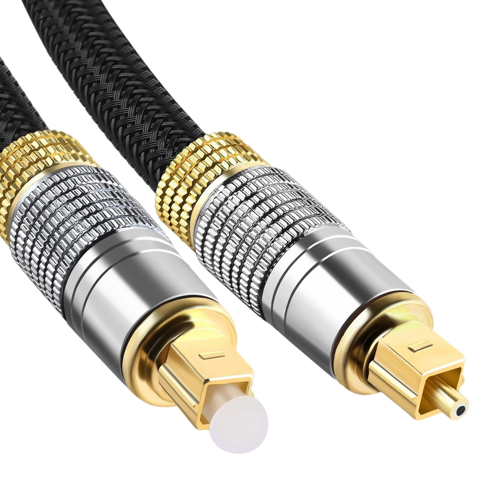 Optical Audio Cable Nylon Braided Male to Male for Soundbar Blue Ray Player thread circle 10m