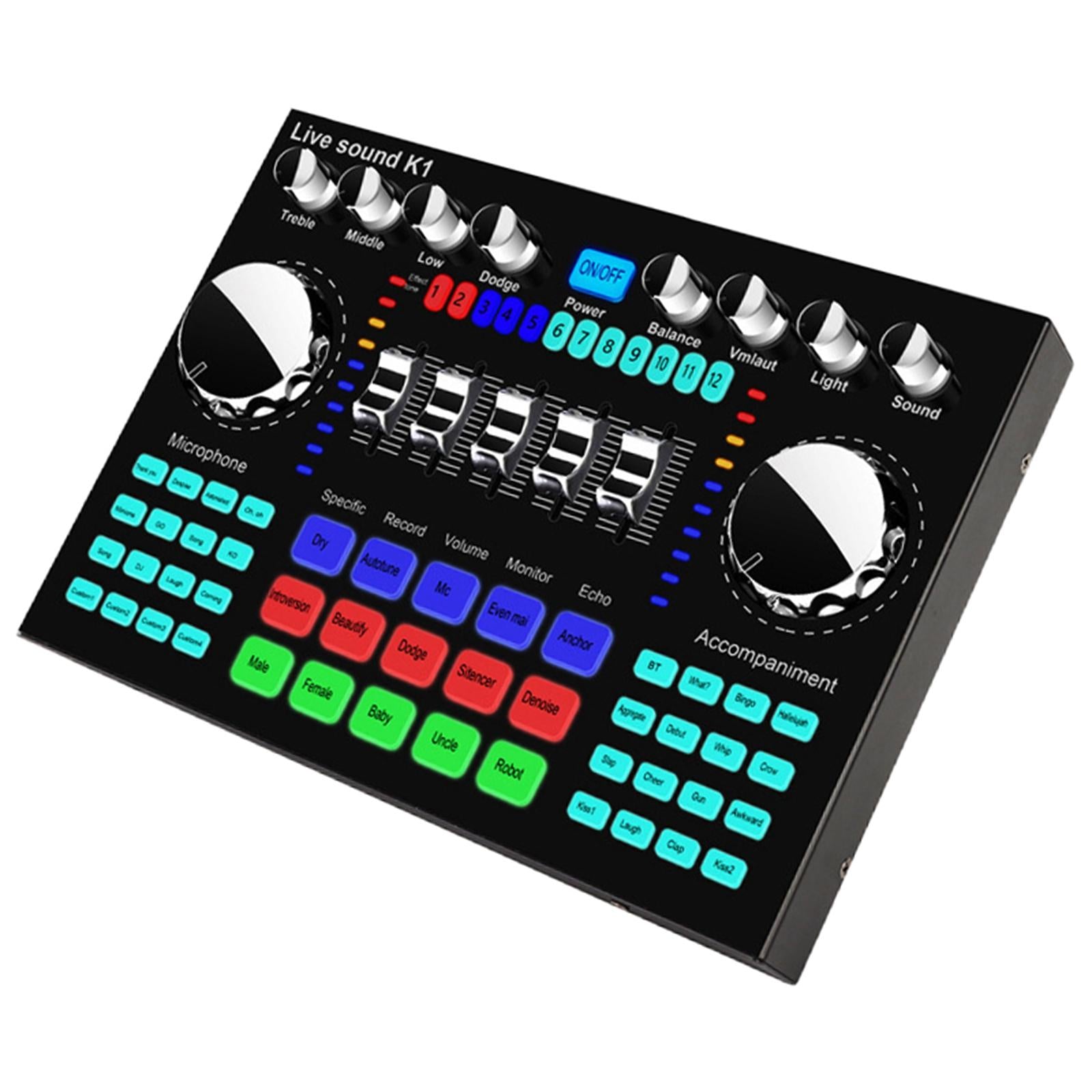 Bluetooth 5.0 External Live Sound Card 27 Effects for Games Podcasting