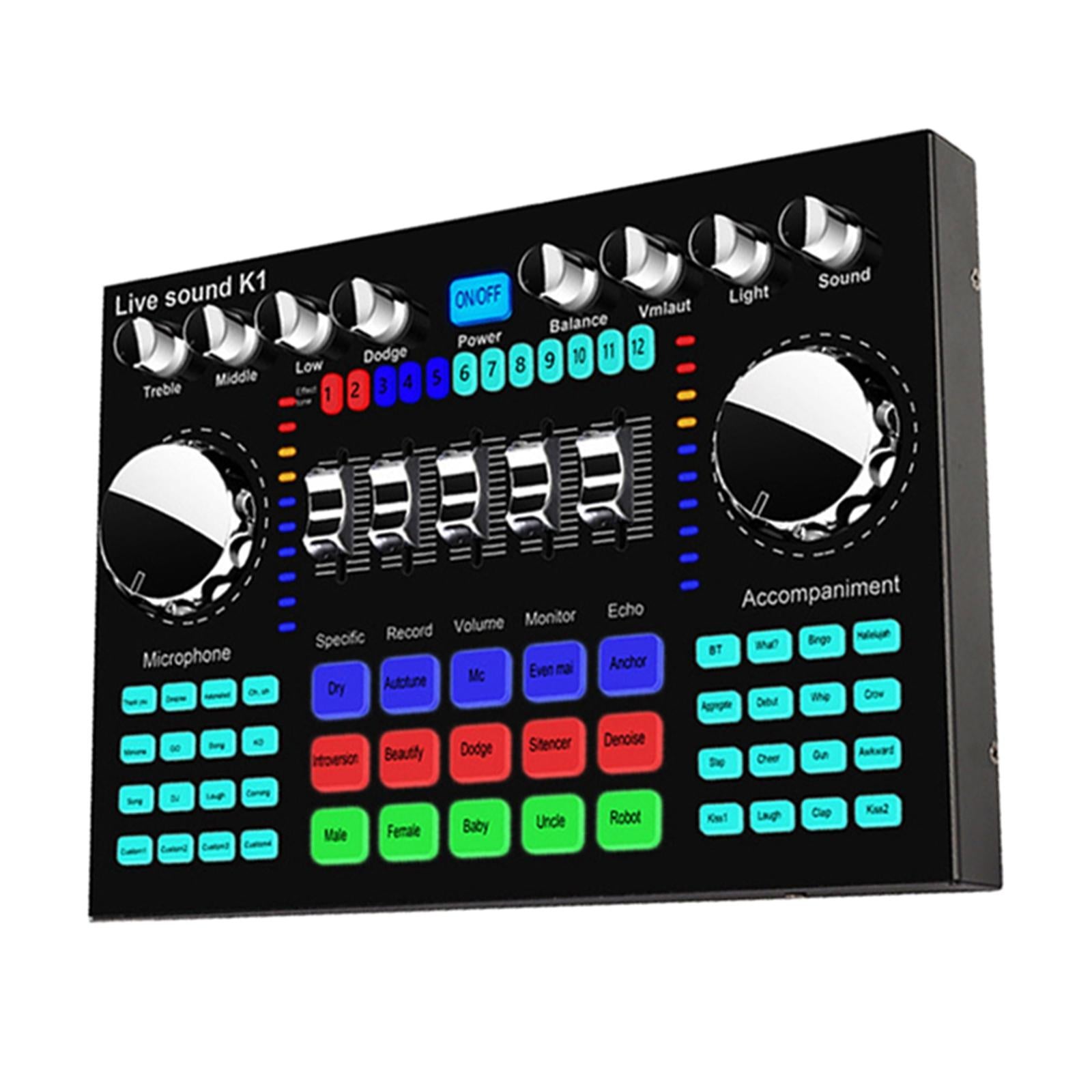 Bluetooth 5.0 External Live Sound Card 27 Effects for Games Podcasting