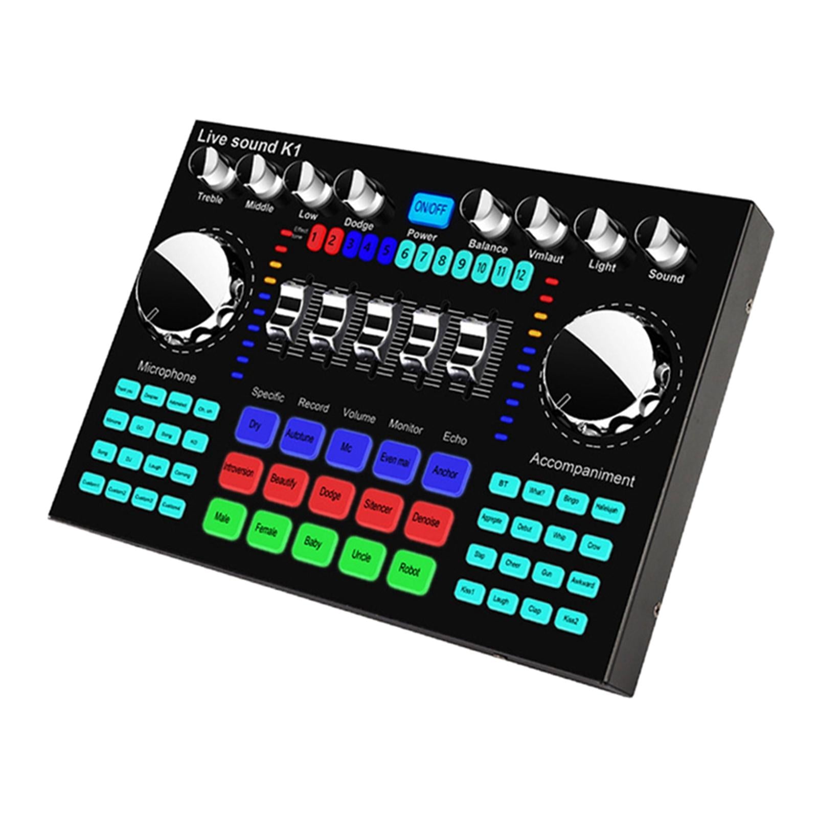 Bluetooth 5.0 External Live Sound Card 27 Effects for Games Podcasting