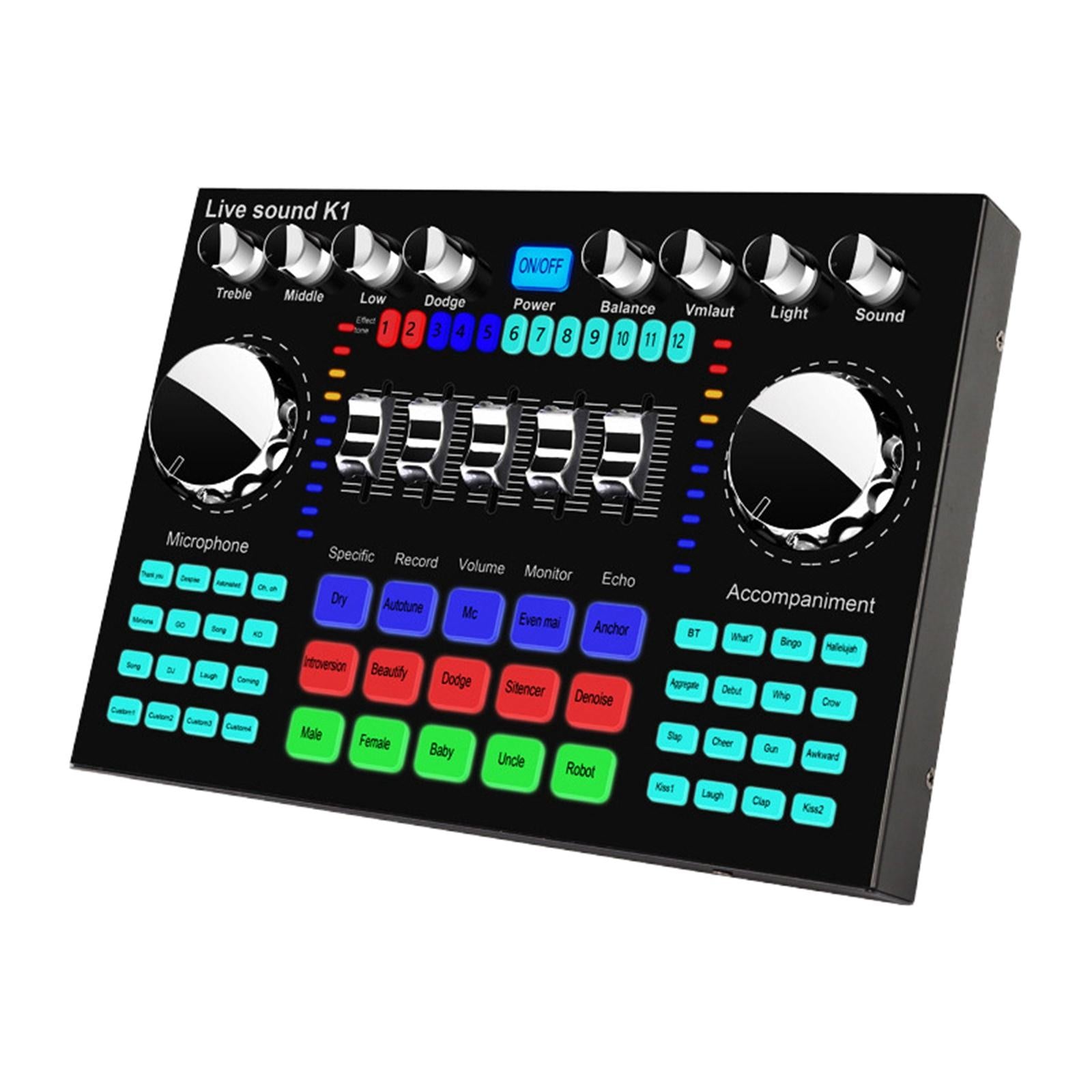 Bluetooth 5.0 External Live Sound Card 27 Effects for Games Podcasting