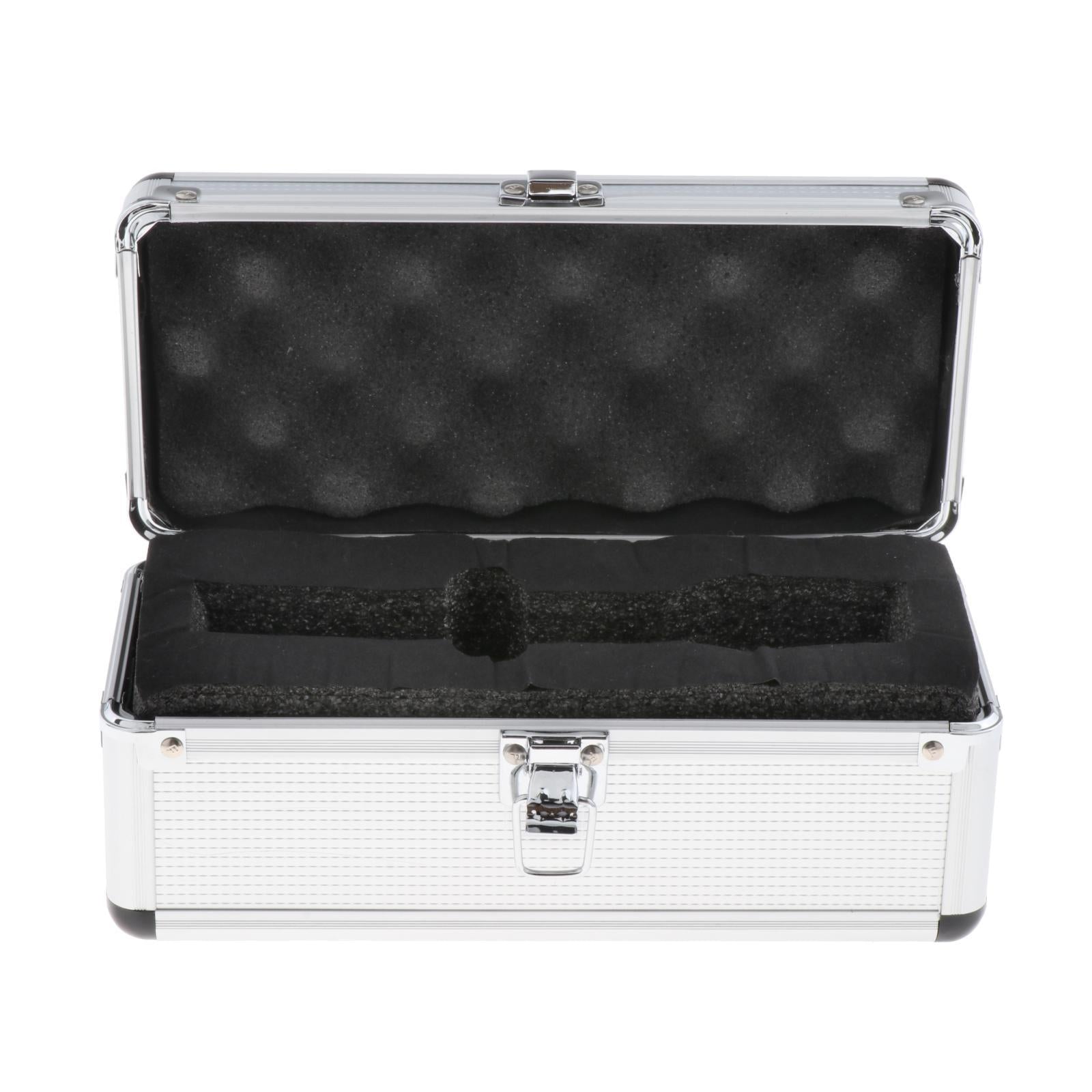 Portable Microphone Storage Case with Sponge Suitcase Mic Toolbox Silver