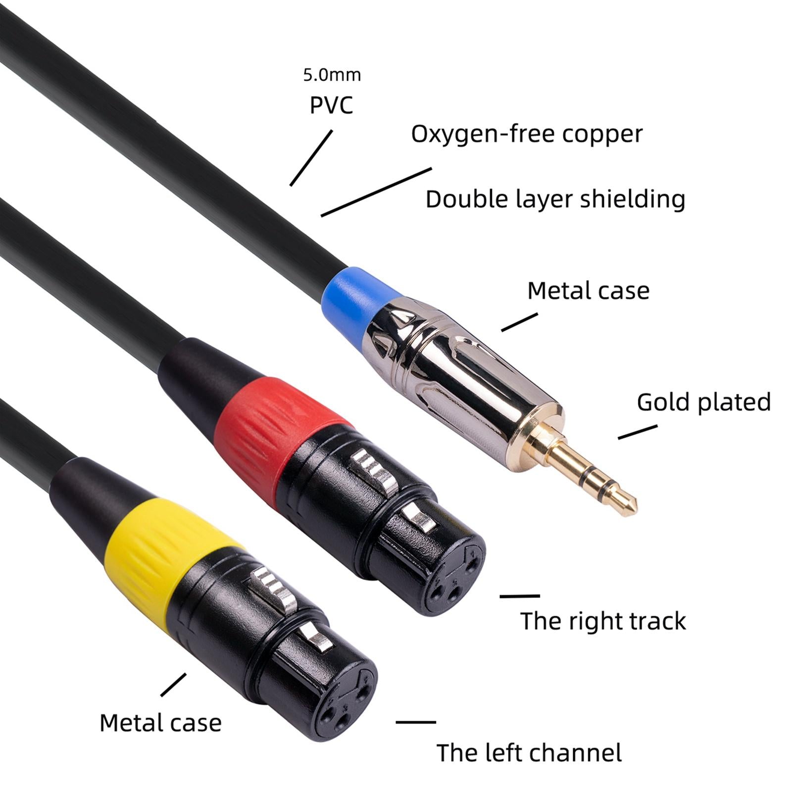 1/8 in (3.5mm) To Dual XLR Female Stereo Y Splitter Patch Microphone Cable