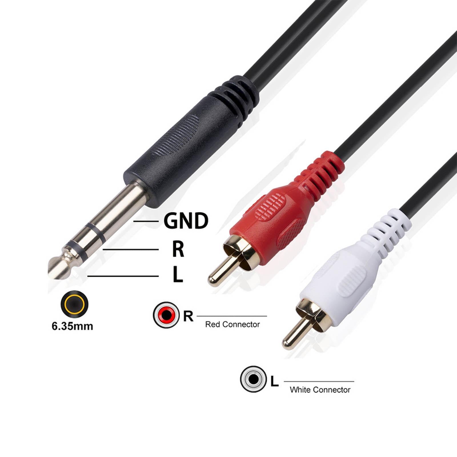 1PC 6.35 mm to 2RCA Cable for Tablets Digital Systems Stereo Equipment