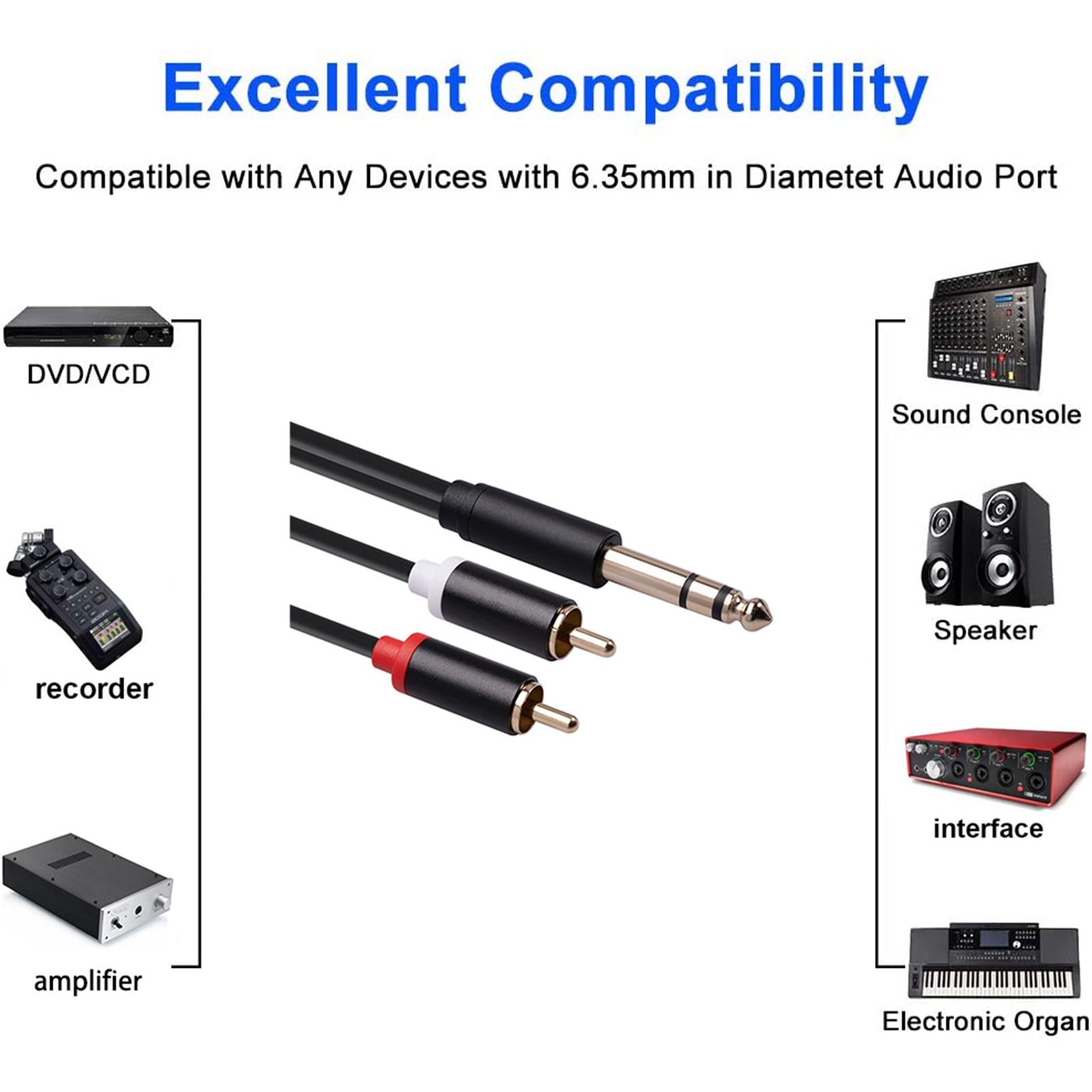 Audio Metal 3.5mm Stereo Jack to 2 RCA Phone Cable 6.35mm to 2RCA Cable 5M