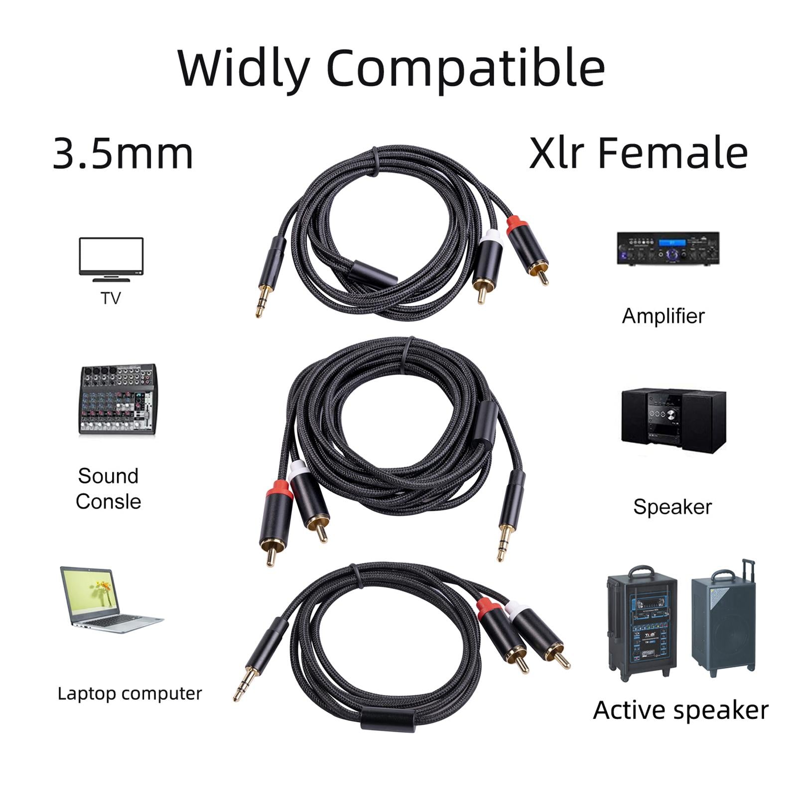 RCA to 3.5mm for Theater Amplifier Auxiliary Cable Headphone RCA to AUX 1.8M