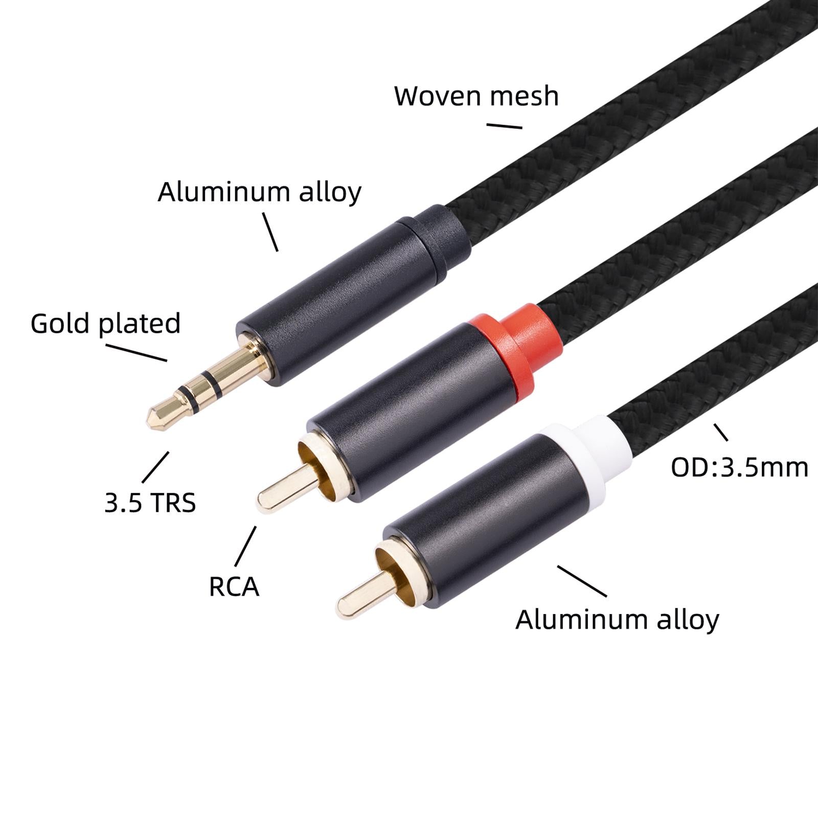 RCA to 3.5mm for Theater Amplifier Auxiliary Cable Headphone RCA to AUX 3M