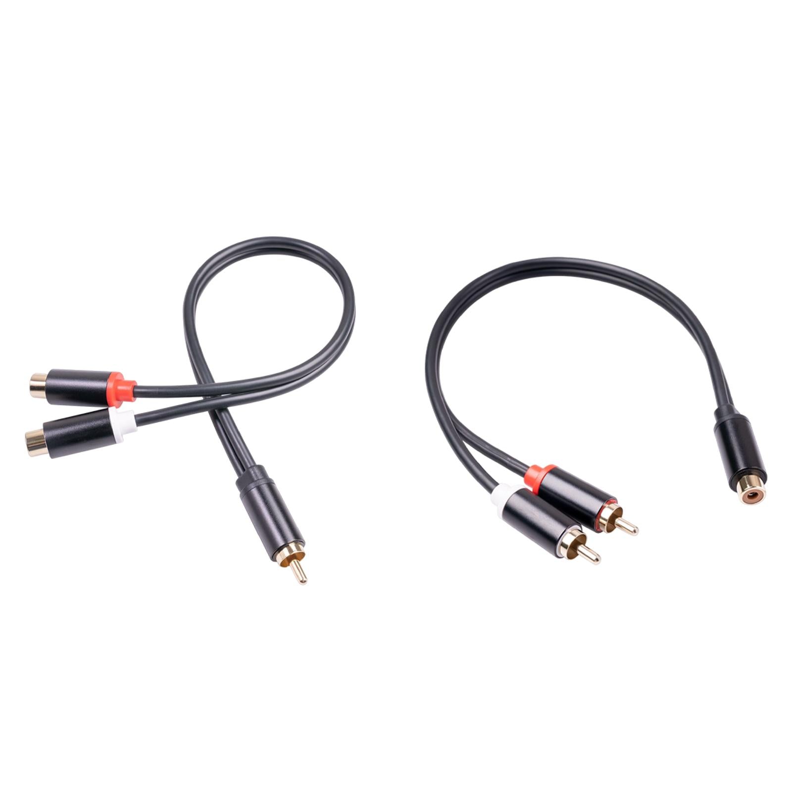 RCA to Dual RCA Cable 11.8 Female to Male 2-Way Transmission for Stereo Male to 2 Female"
