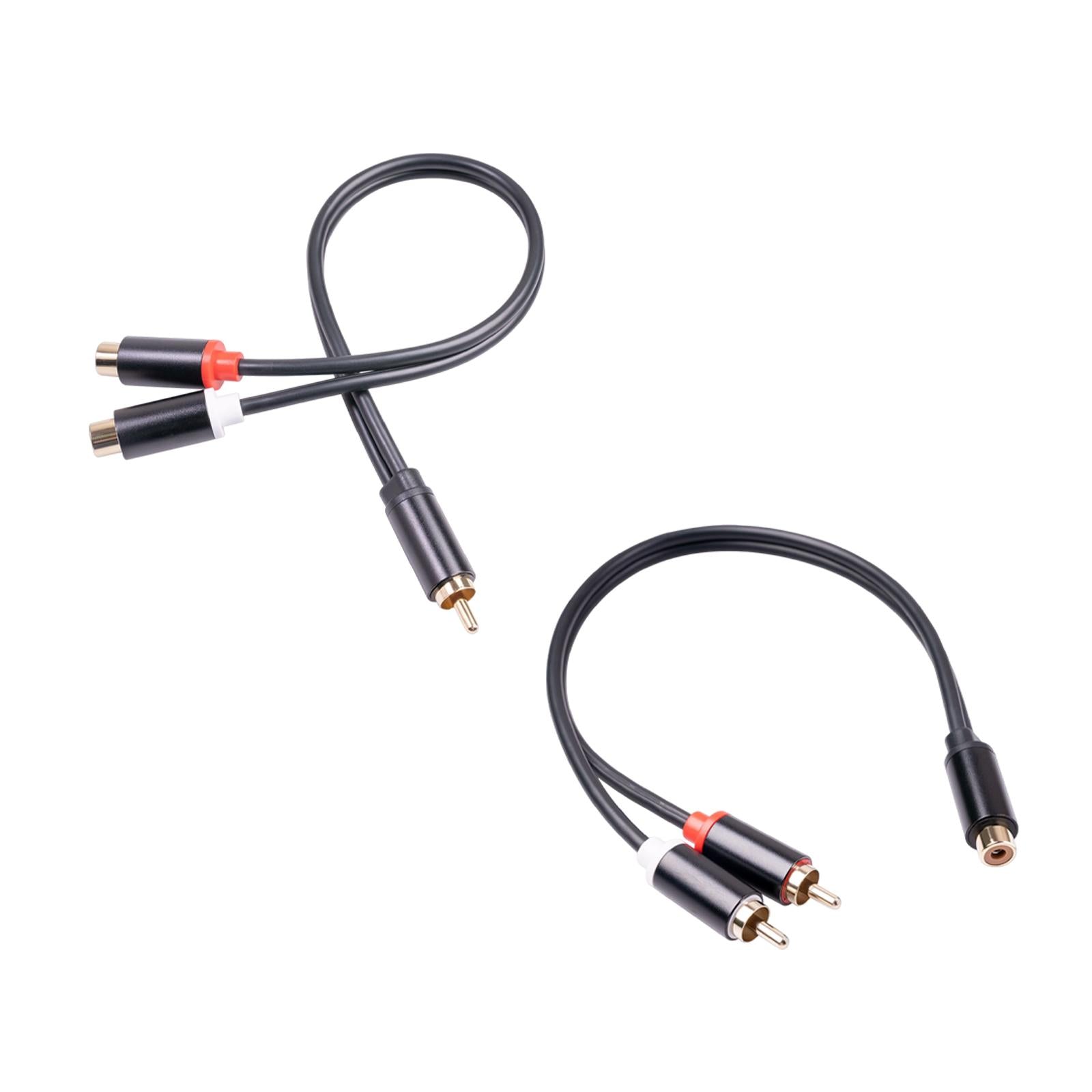 RCA to Dual RCA Cable 11.8 Female to Male 2-Way Transmission for Stereo Male to 2 Female"