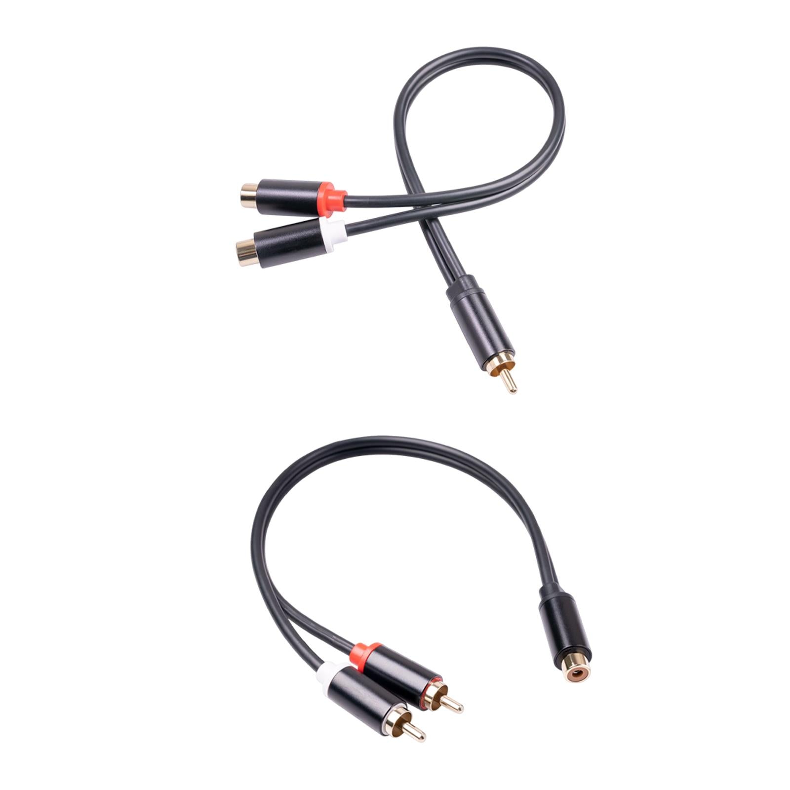 RCA to Dual RCA Cable 11.8 Female to Male 2-Way Transmission for Stereo Male to 2 Female"
