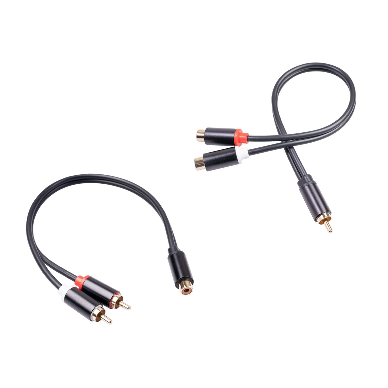 RCA to Dual RCA Cable 11.8 Female to Male 2-Way Transmission for Stereo Male to 2 Female"