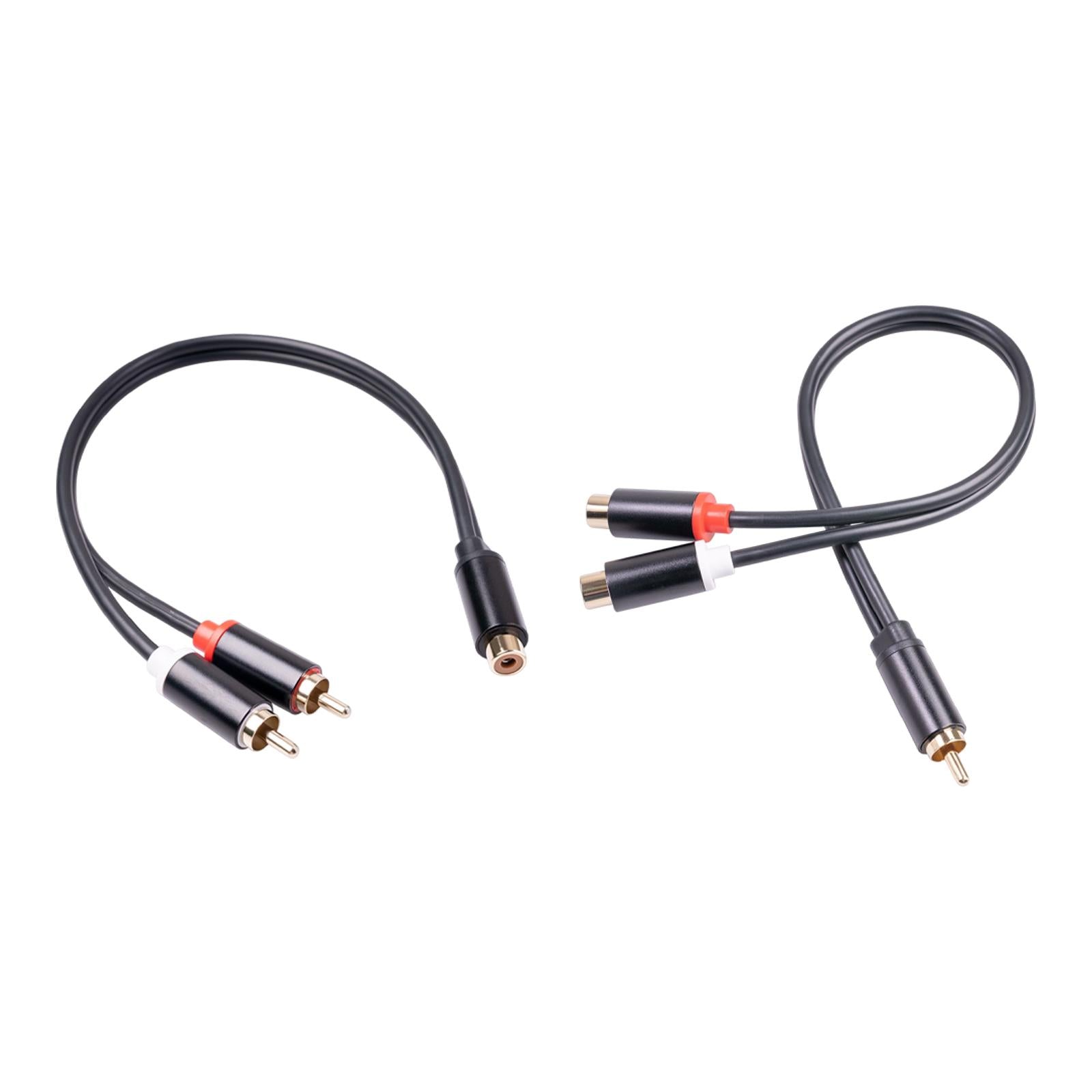 RCA to Dual RCA Cable 11.8 Female to Male 2-Way Transmission for Stereo Male to 2 Female"