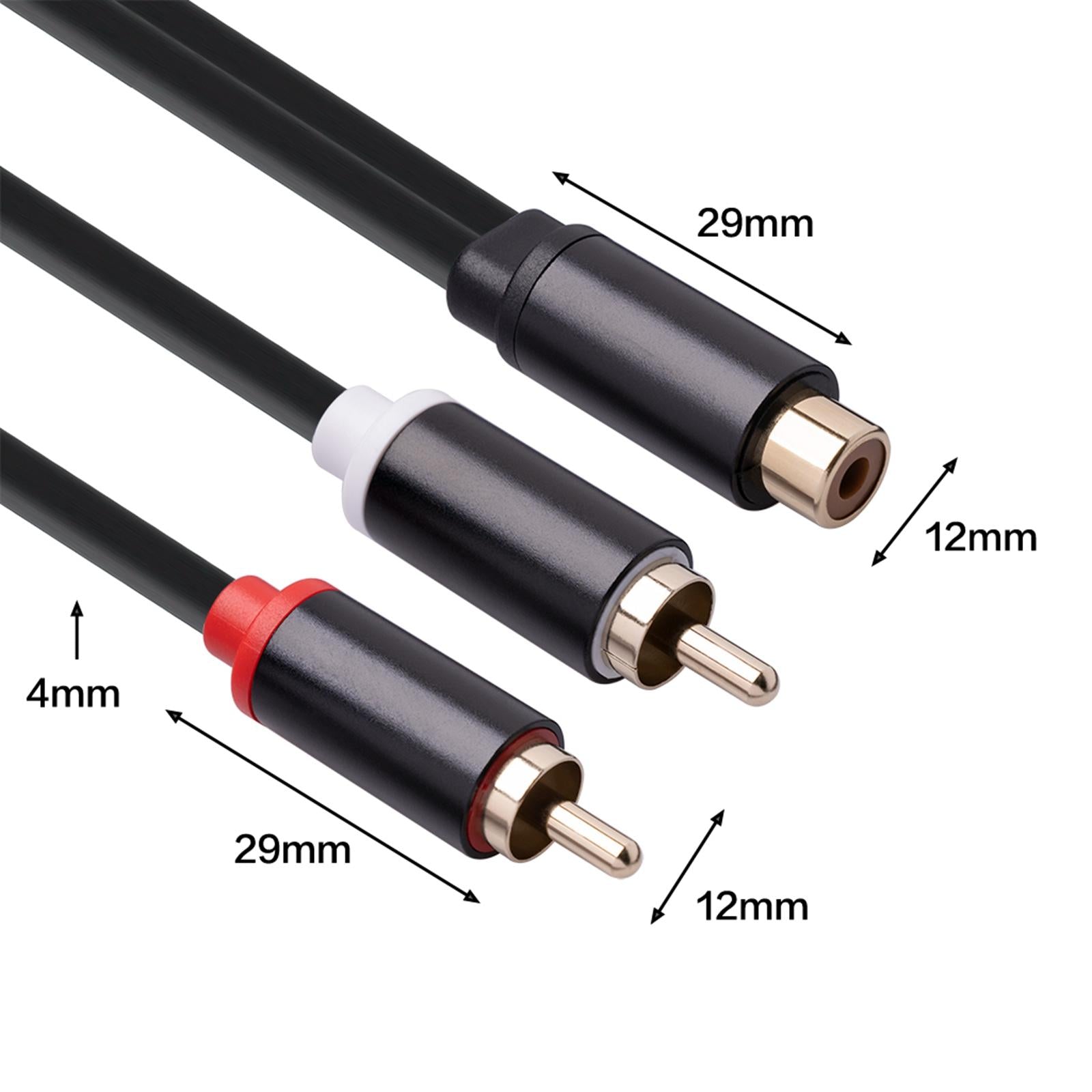 RCA to Dual RCA Cable 11.8 Female to Male 2-Way Transmission for Stereo Female to 2 Male"