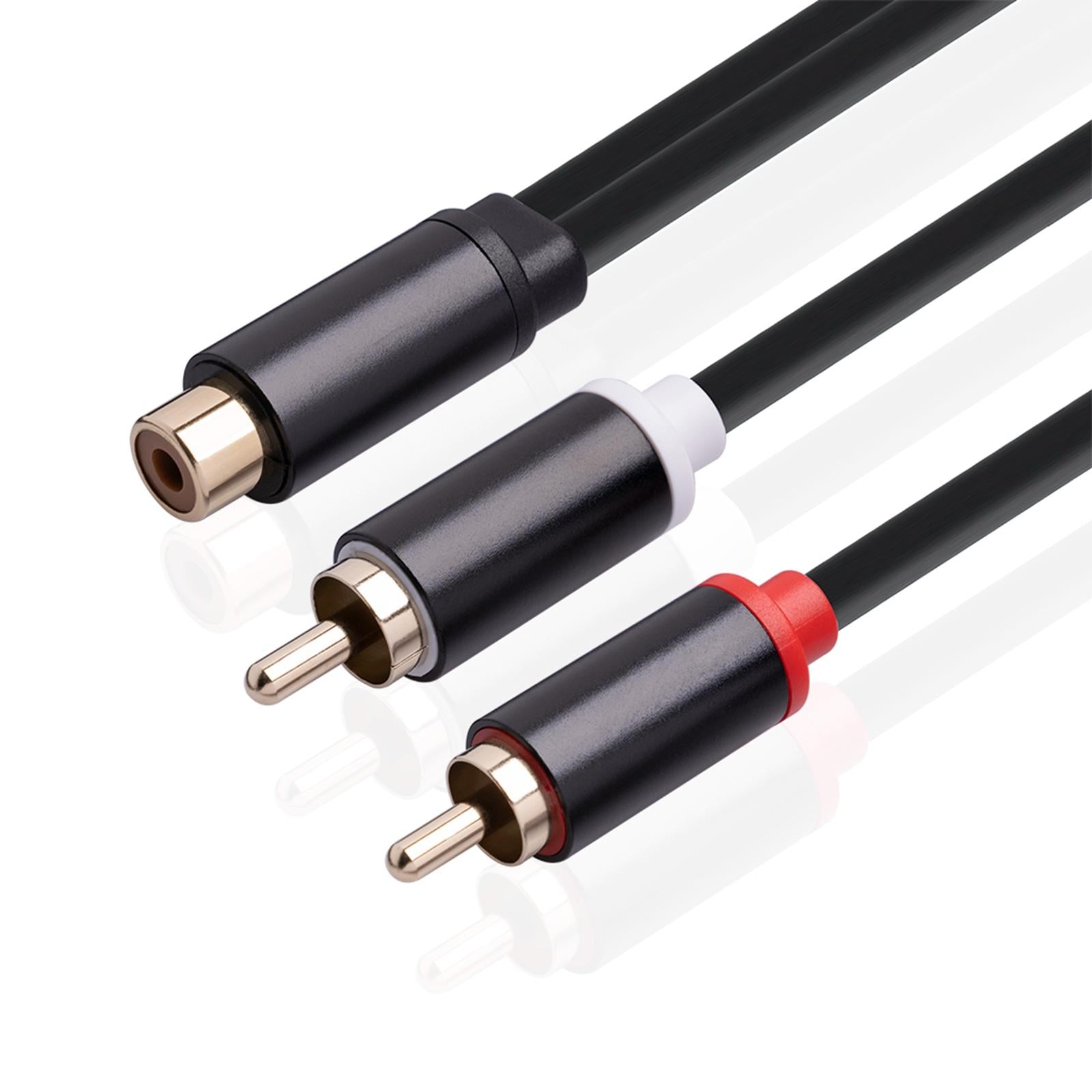 RCA to Dual RCA Cable 11.8 Female to Male 2-Way Transmission for Stereo Female to 2 Male"