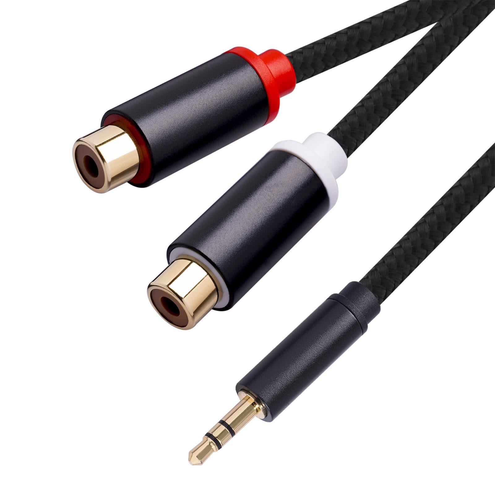 3.5mm to Dual RCA Cable Male to Female for Stereo Mixing Console Amplifier