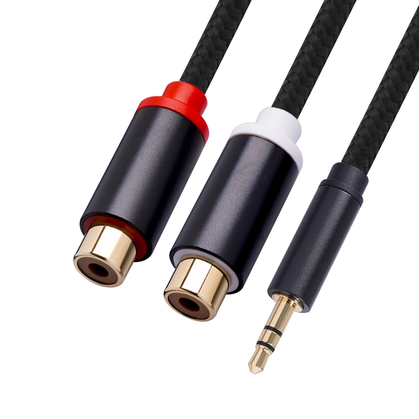 3.5mm to Dual RCA Cable Male to Female for Stereo Mixing Console Amplifier