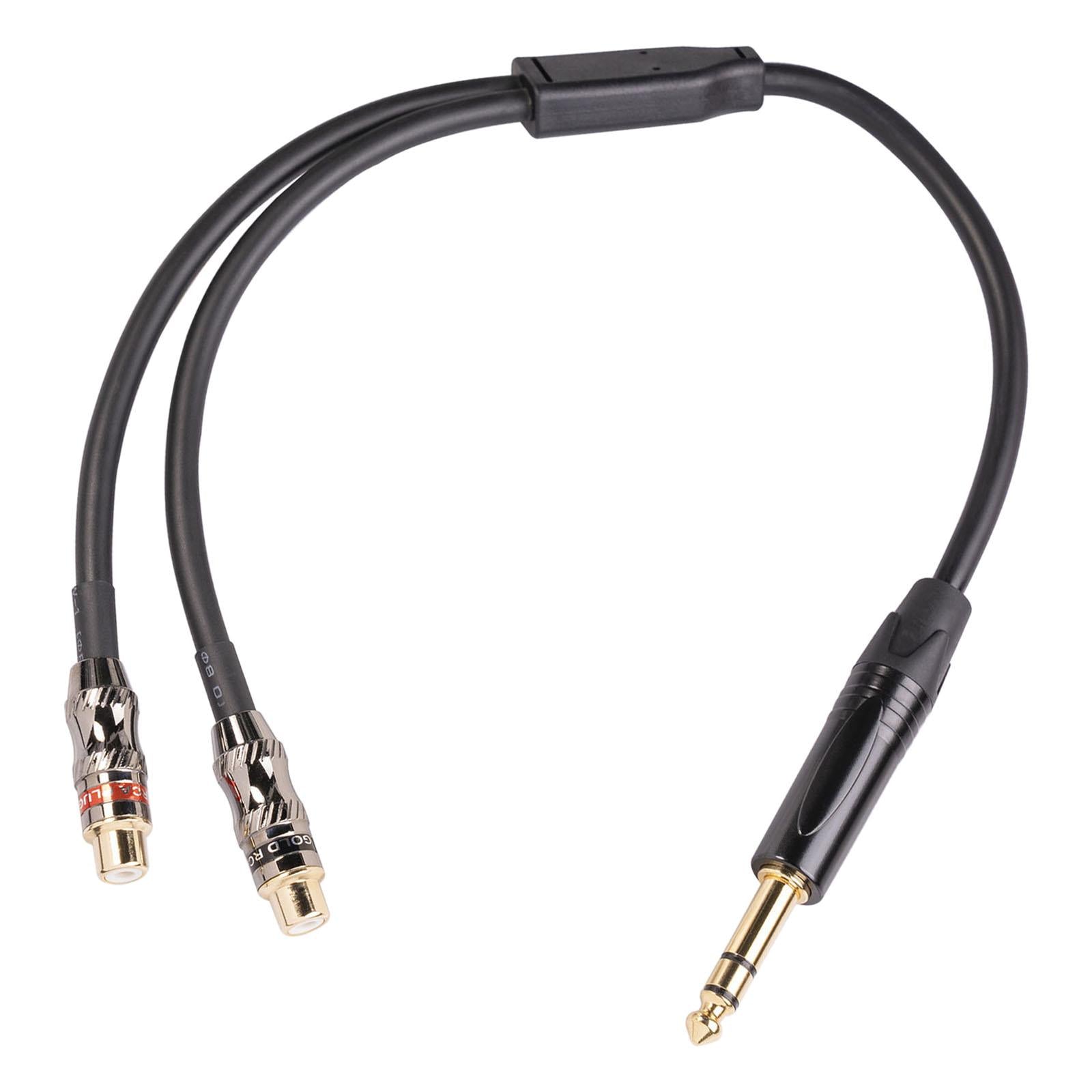6.35mm Audio Mic Splitter Cable Earphone Headphone Adapter Male To 2 Female