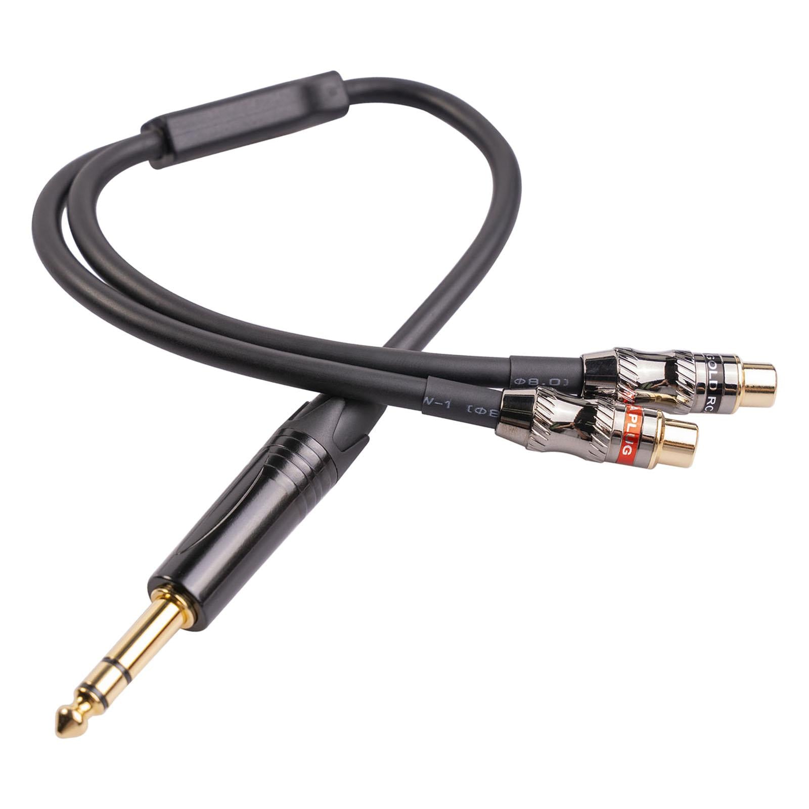 6.35mm Audio Mic Splitter Cable Earphone Headphone Adapter Male To 2 Female