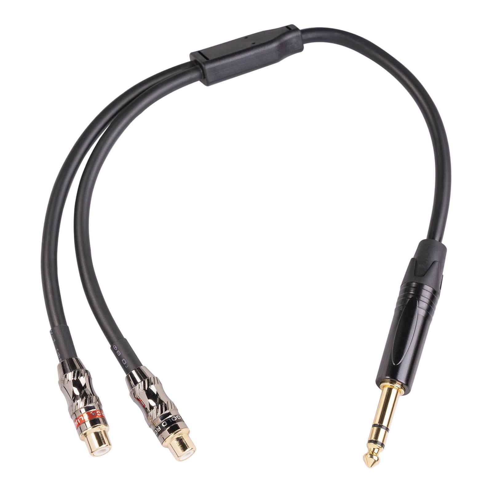 6.35mm Audio Mic Splitter Cable Earphone Headphone Adapter Male To 2 Female