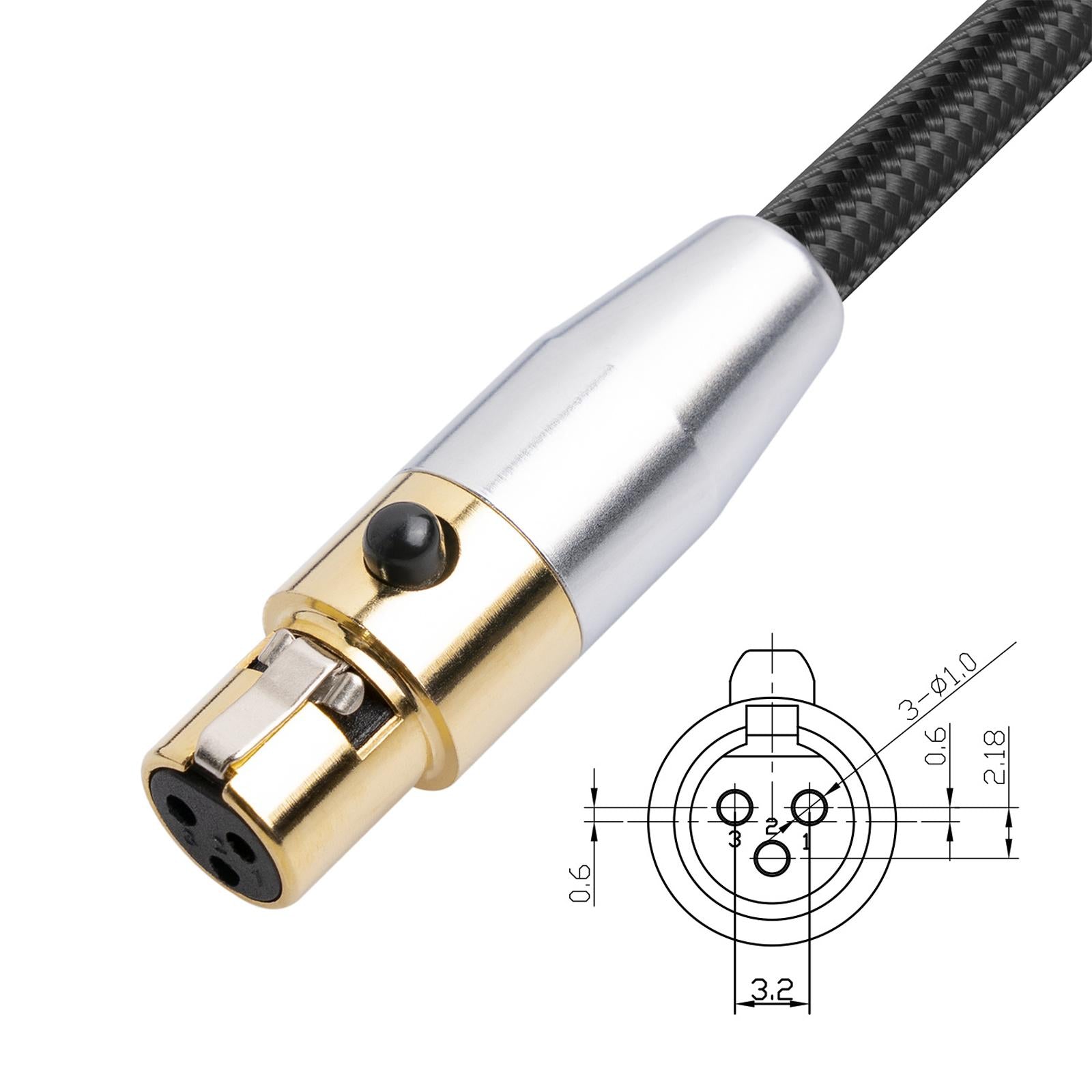 4.5mm MINI XLR Female to XLR Male Stereo Audio Adapter Cable Mini Jack 5M