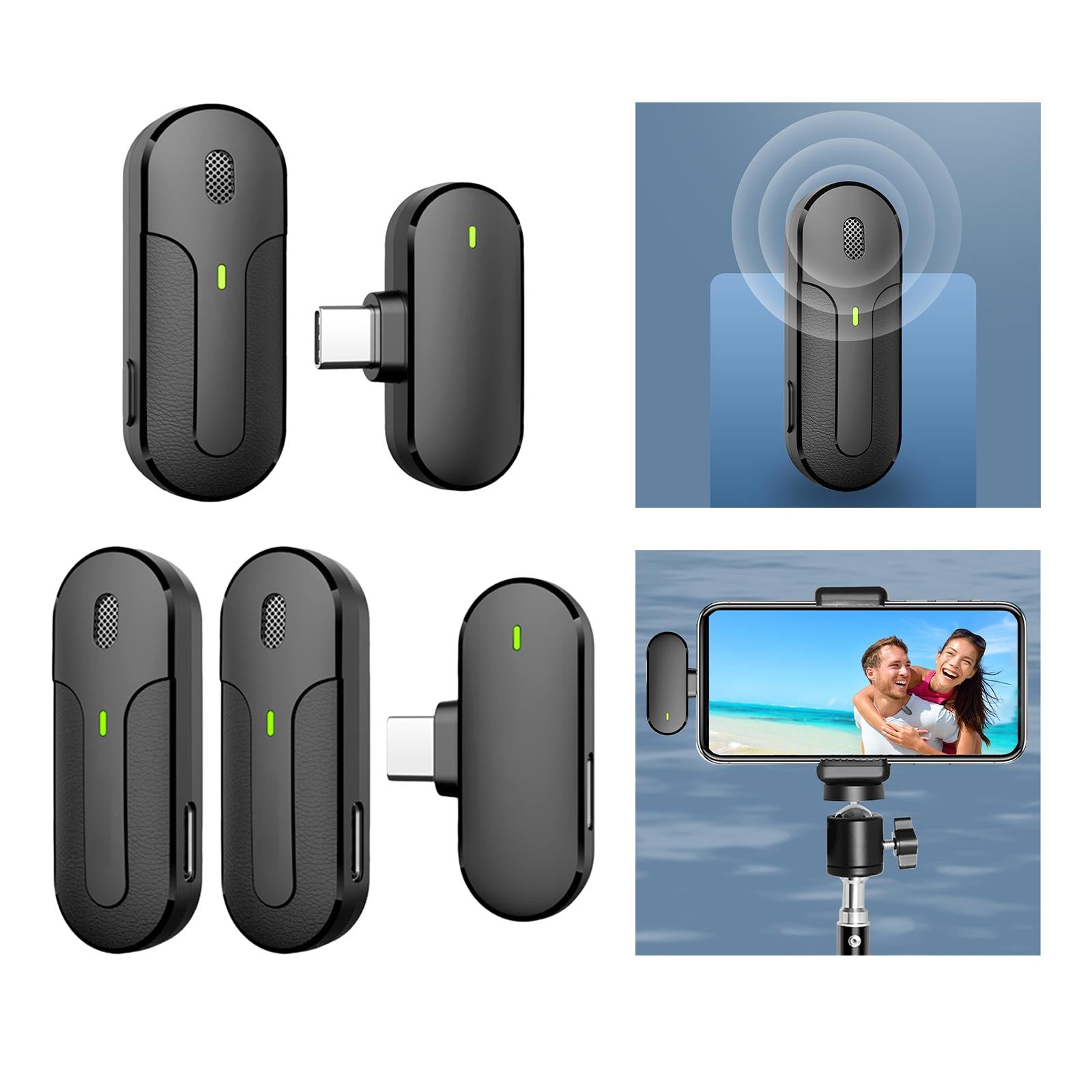Wireless Lapel Mic Lavalier Microphone Type C with Charging Box Professional Single Mic
