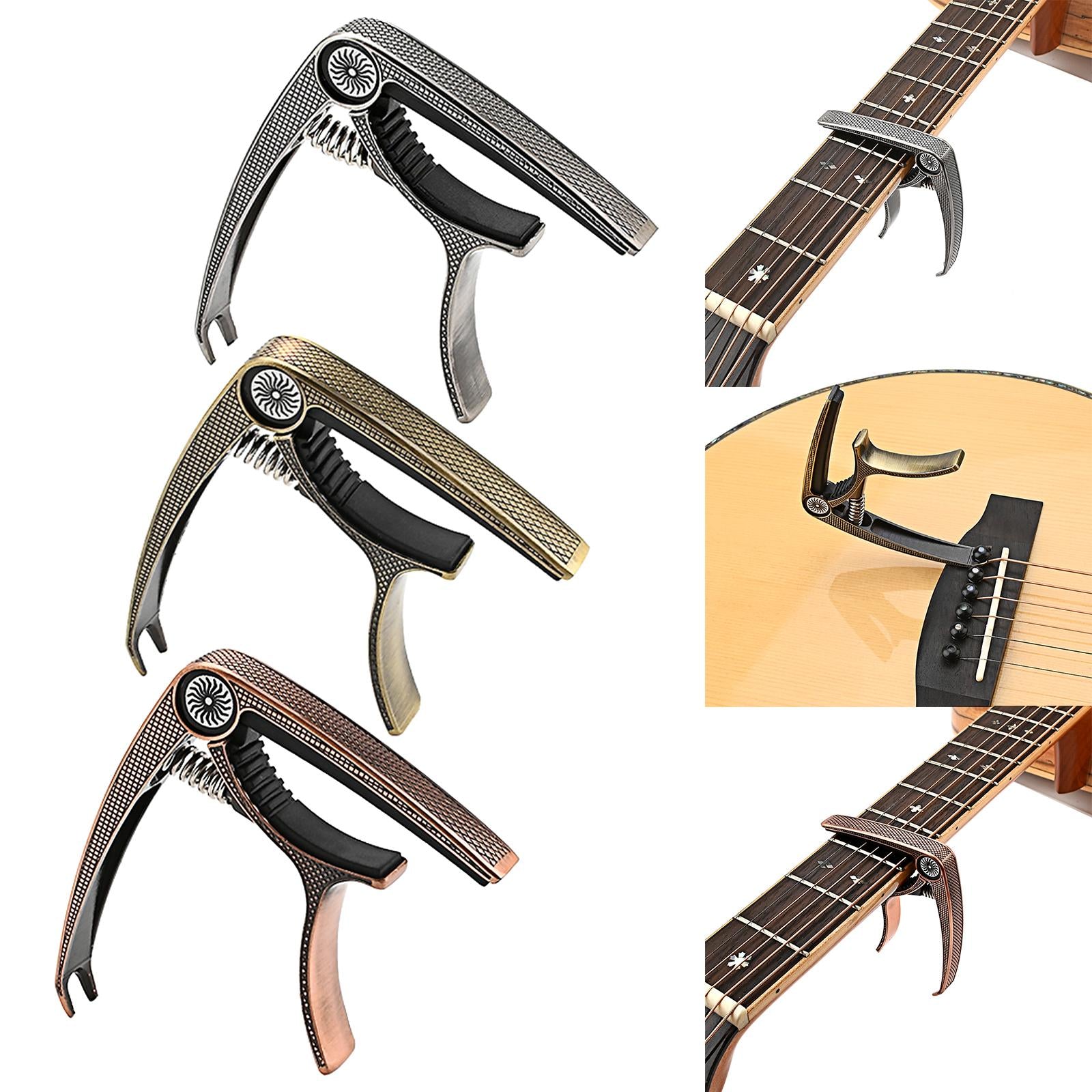Guitar Capo Acoustic Clip Quick Change Clamp Key for Electric Guitar Ukulele Silver