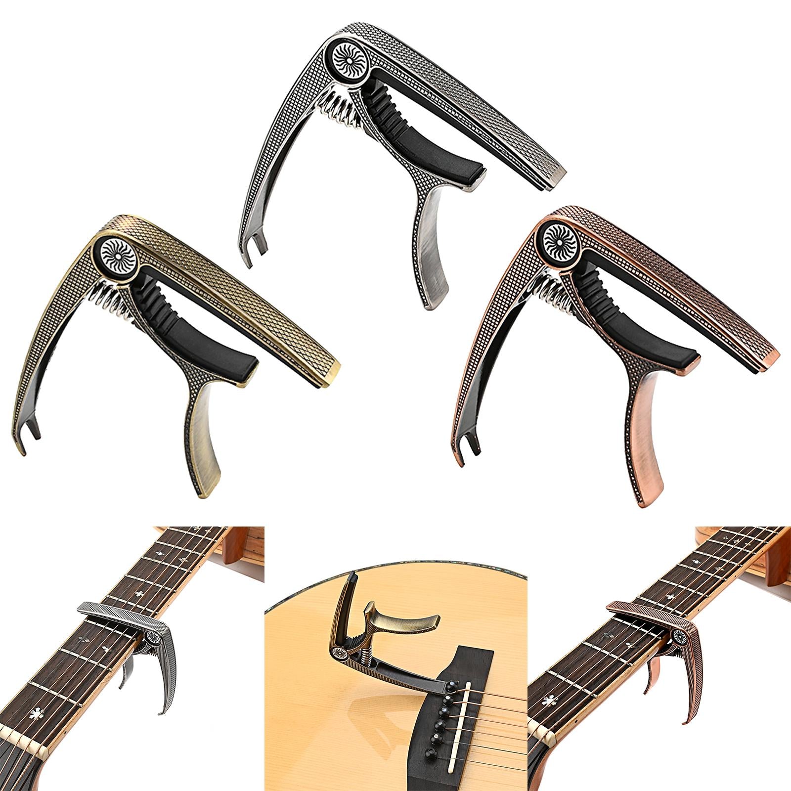 Guitar Capo Acoustic Clip Quick Change Clamp Key for Electric Guitar Ukulele Silver