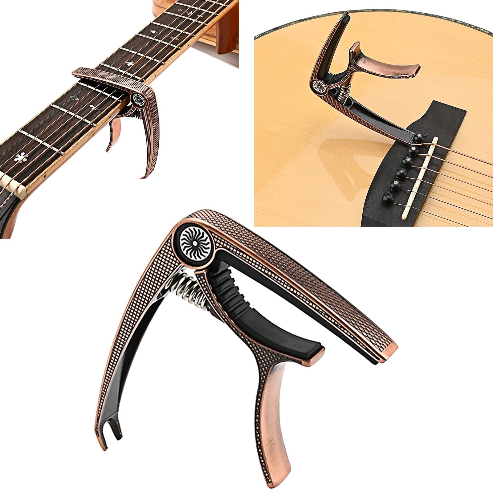 Guitar Capo Acoustic Clip Quick Change Clamp Key for Electric Guitar Ukulele Copper
