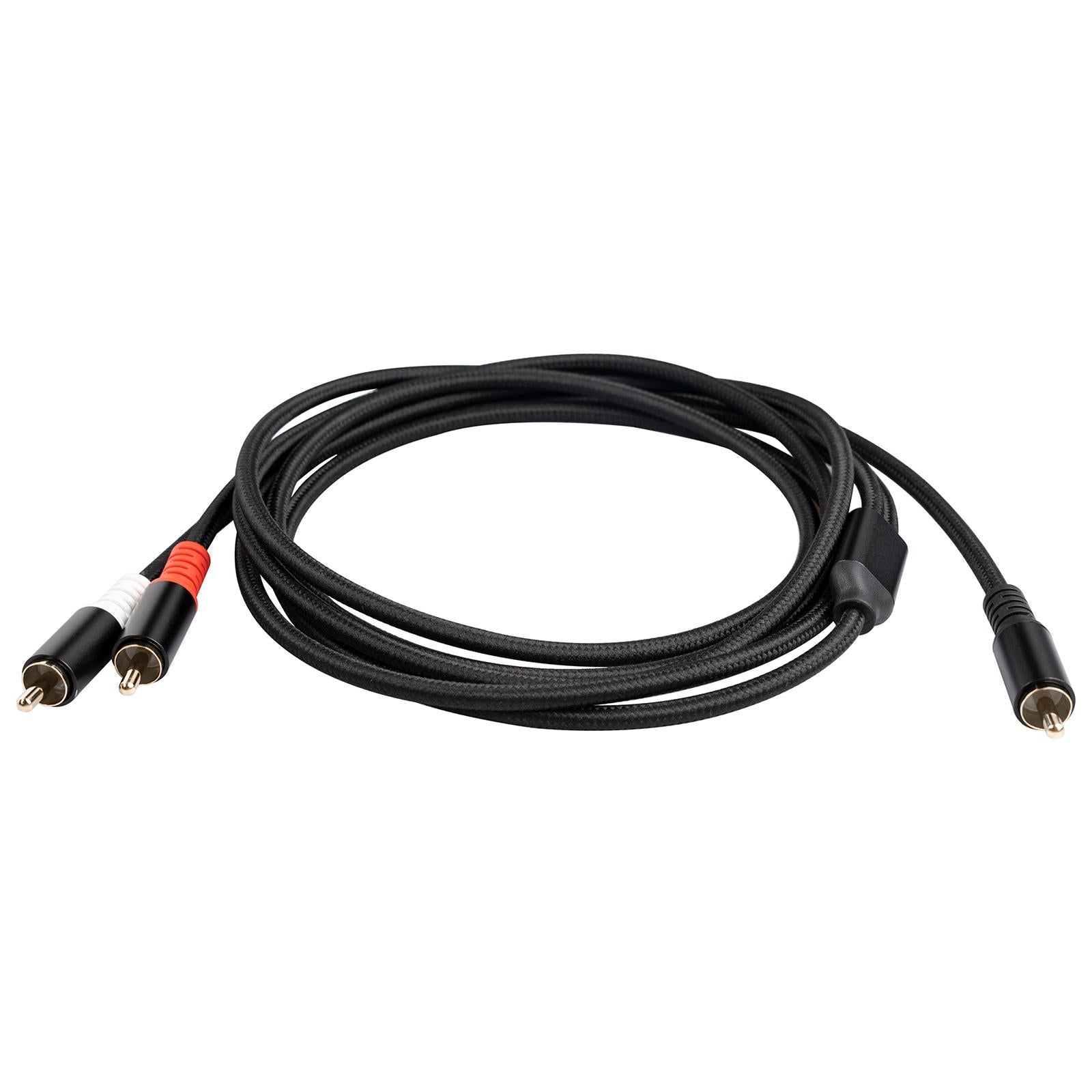 RCA to 2RCA Subwoofer Cable Y Adapter Splitter for Headphone Amplifier 3m