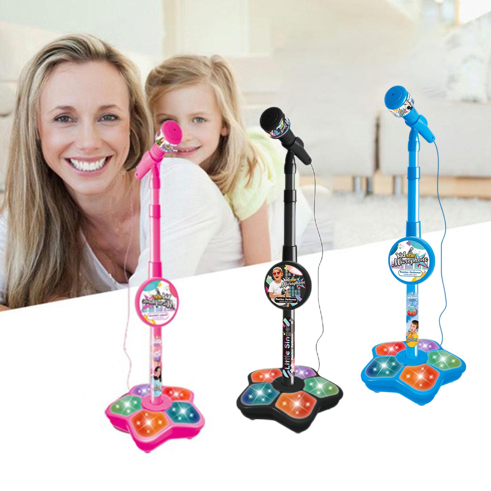 Musical Instrument Wired Microphone Pretend Toy for Story Machine Birthday Black
