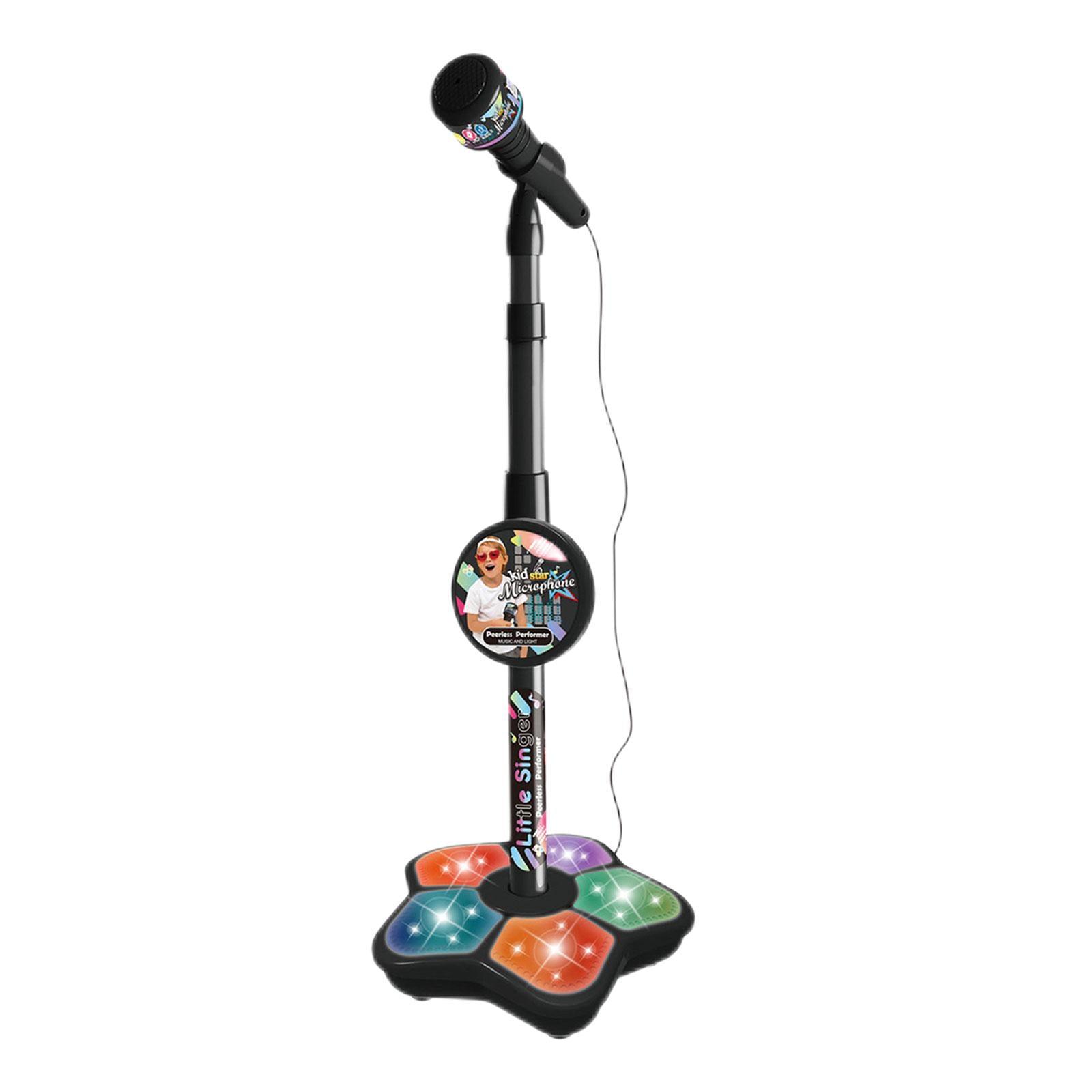 Musical Instrument Wired Microphone Pretend Toy for Story Machine Birthday Black