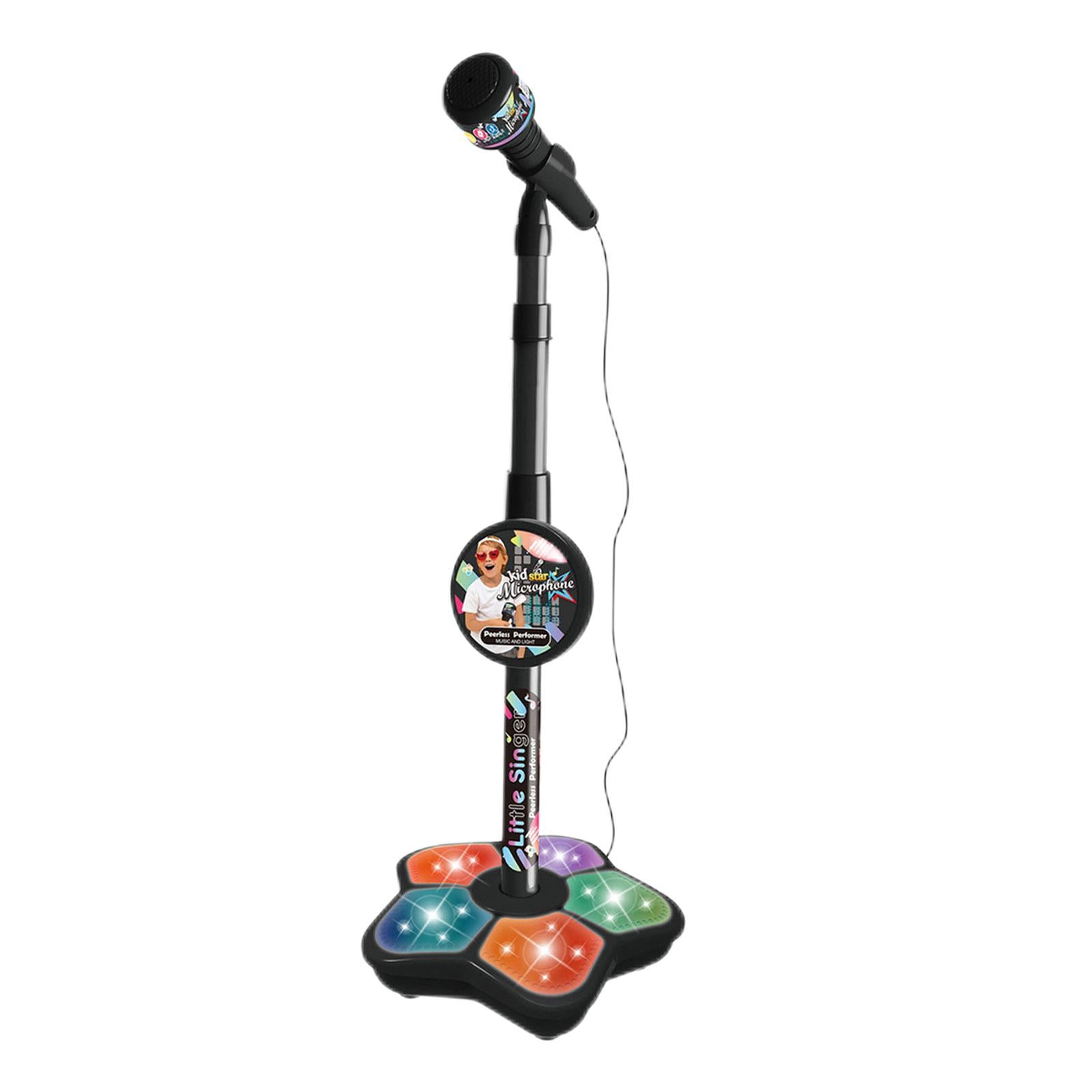 Musical Instrument Wired Microphone Pretend Toy for Story Machine Birthday Black