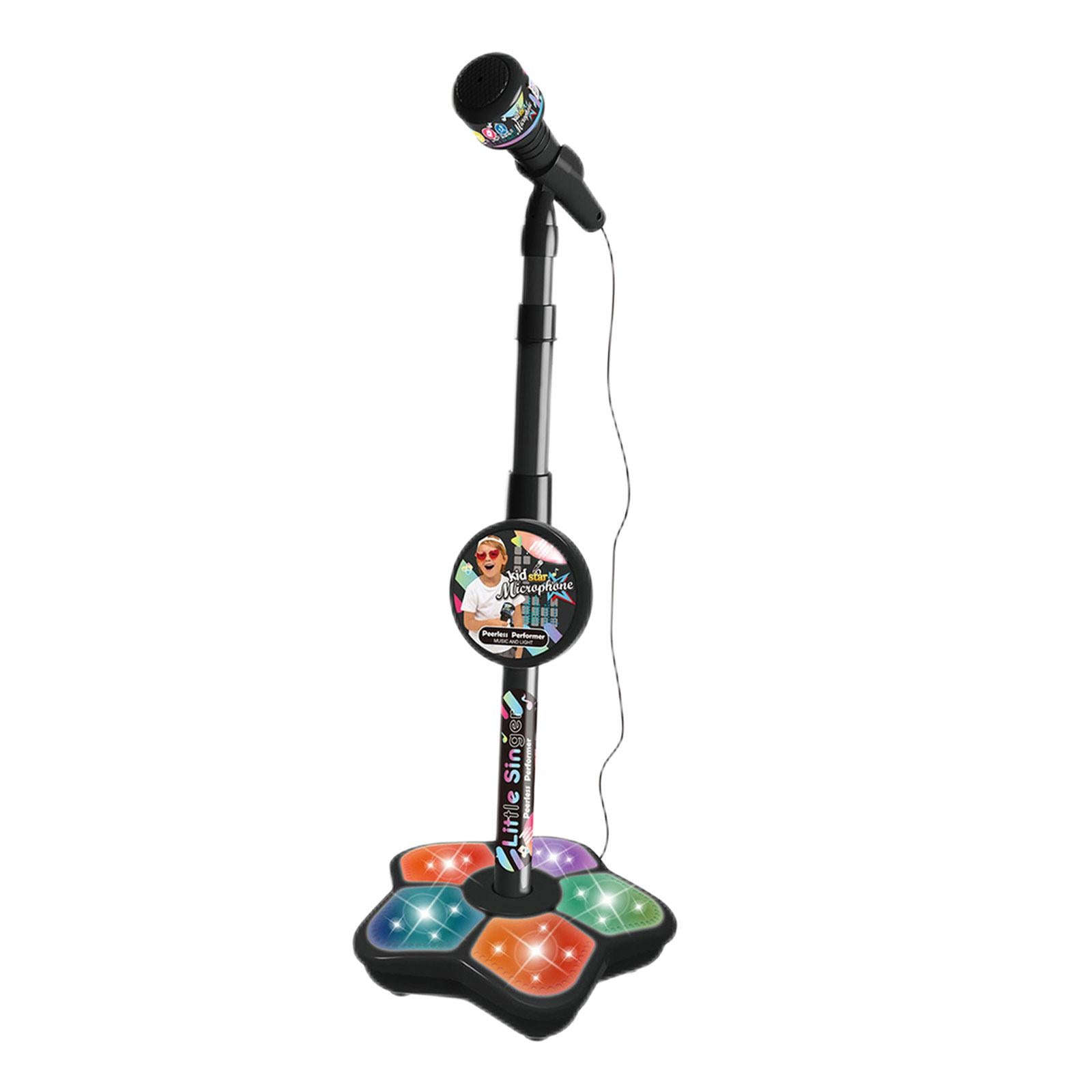 Musical Instrument Wired Microphone Pretend Toy for Story Machine Birthday Black