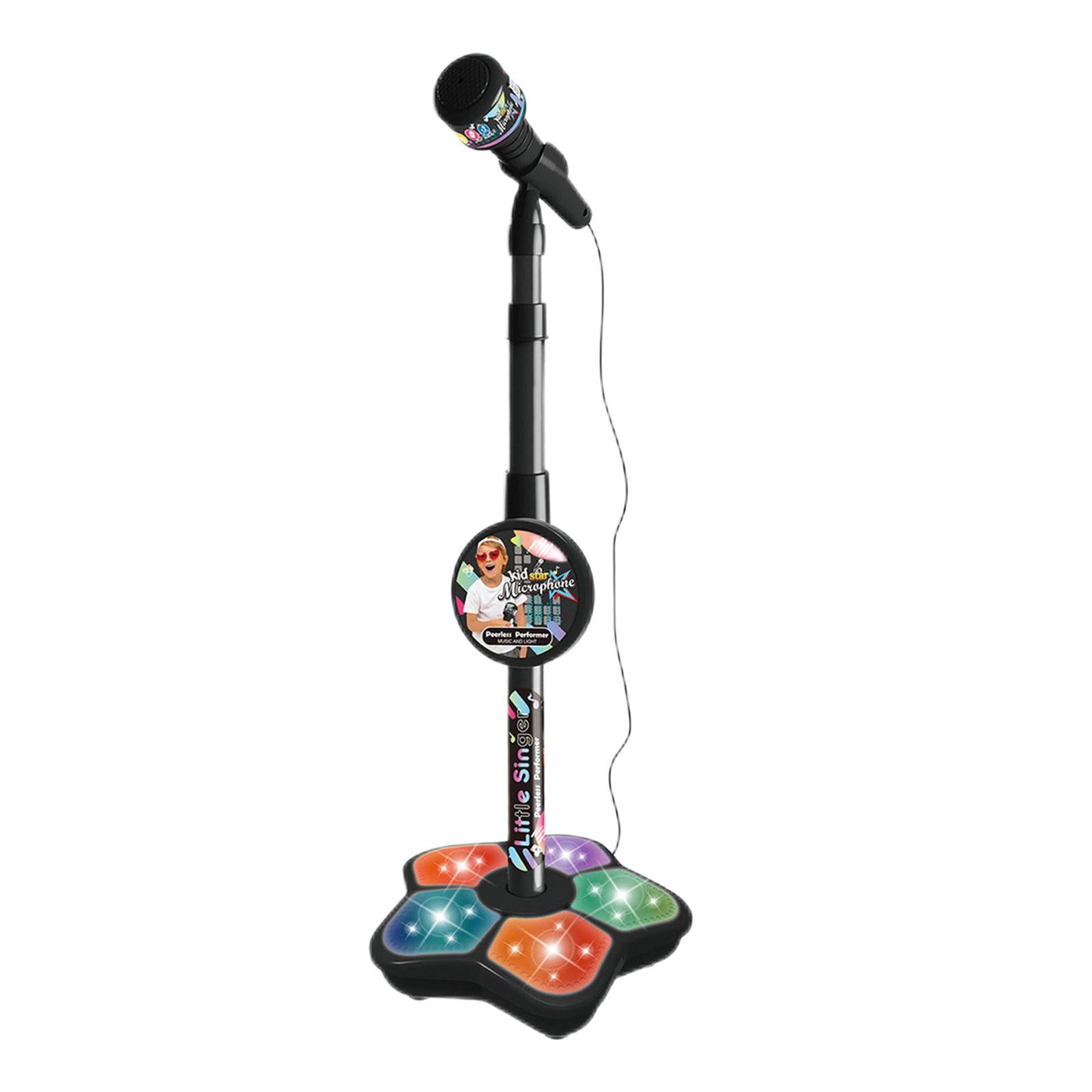 Musical Instrument Wired Microphone Pretend Toy for Story Machine Birthday Black