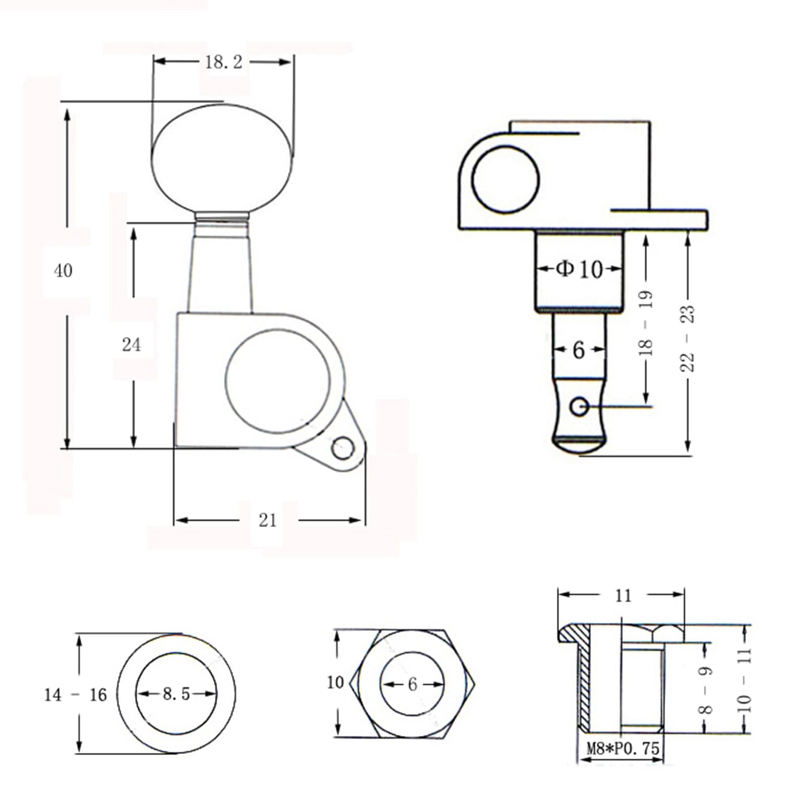 Universal Ukulele Tuning Pegs 2R 2L Machine Heads Tuners for Ukulele Parts