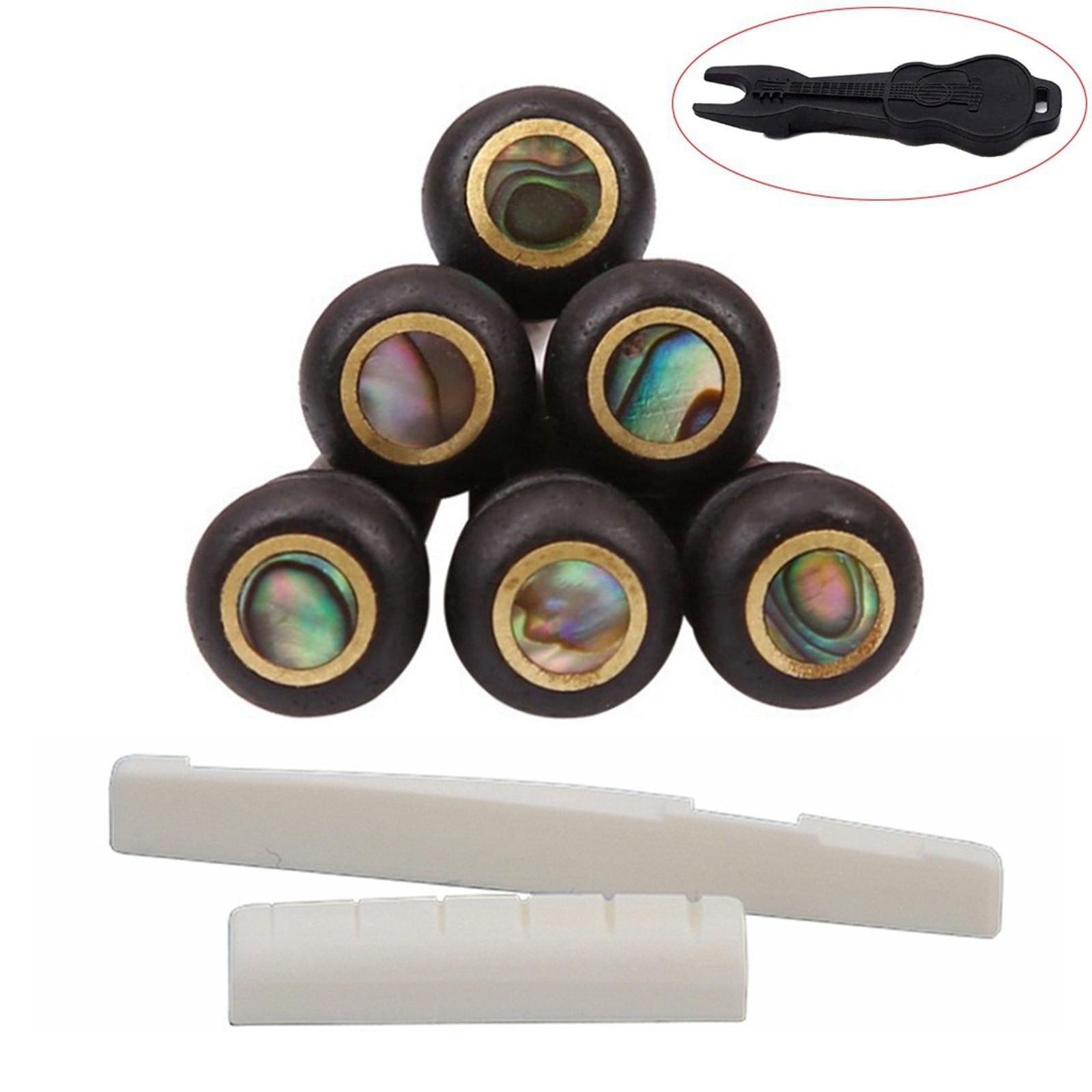 6x Guitar Bridge Pins Saddle Nut Set with Pins Puller for Acoustic Guitar