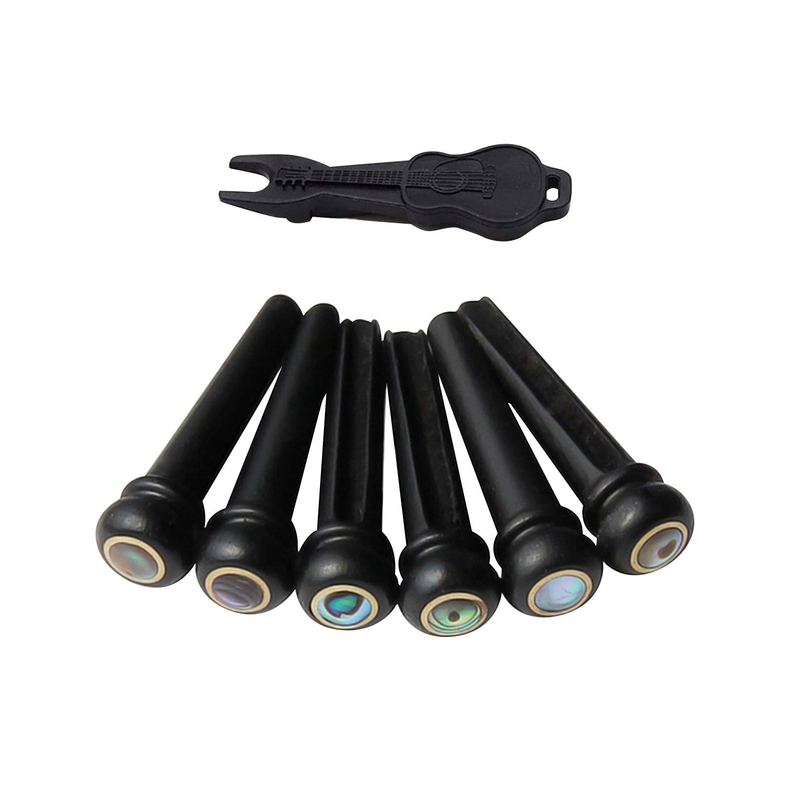 6x Guitar Bridge Pins with Pins Puller for Acoustic Guitar Replacement