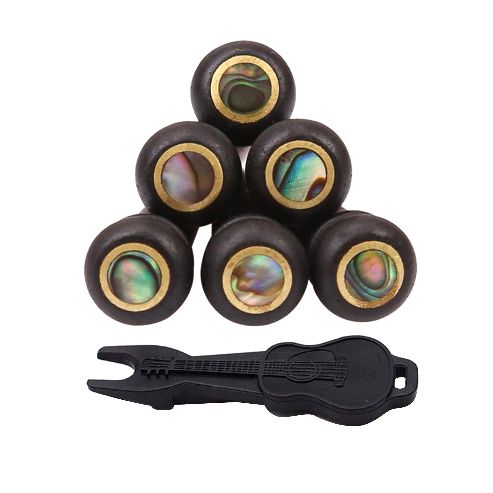 6x Guitar Bridge Pins with Pins Puller for Acoustic Guitar Replacement