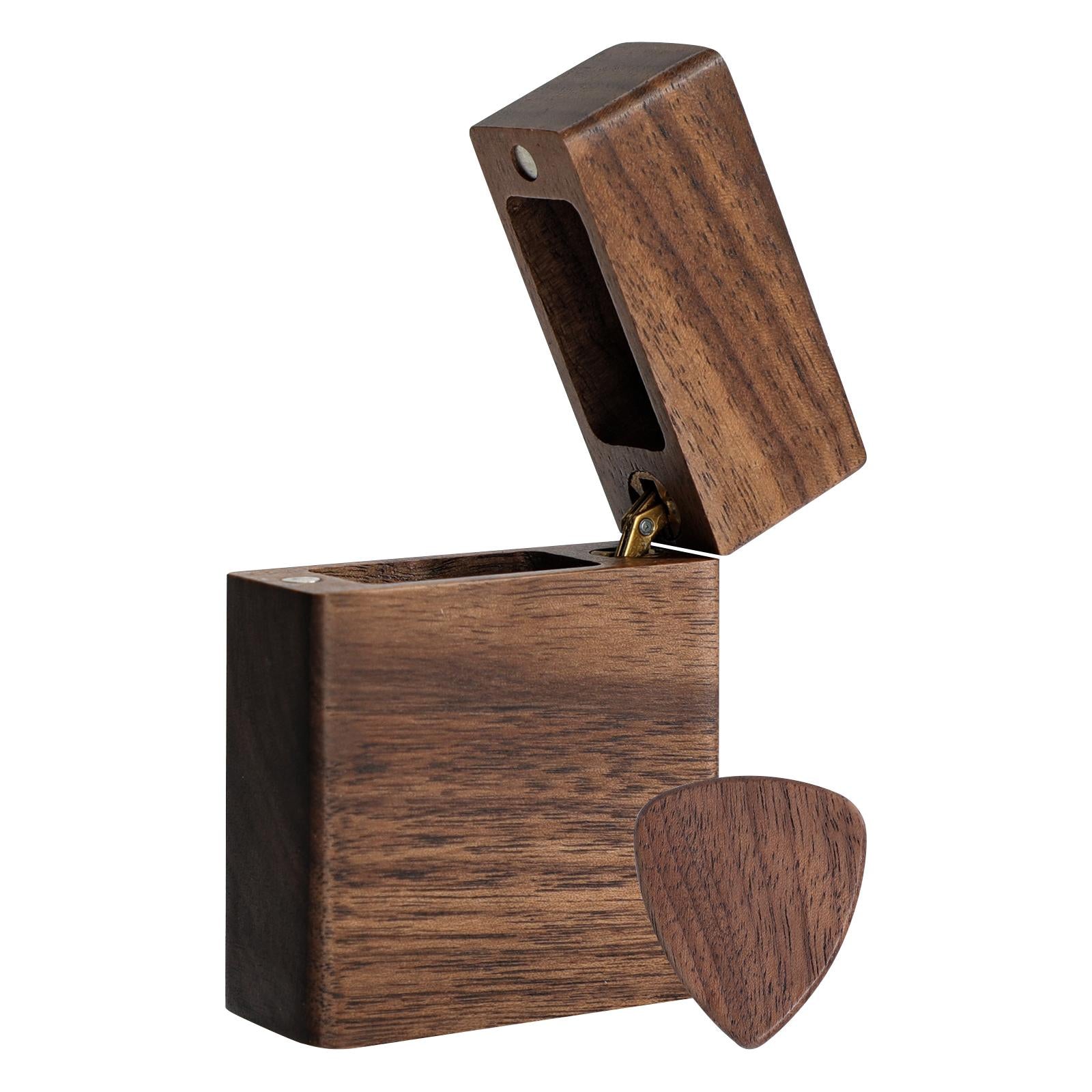 Handmade Wooden Guitar Pick Box and Pick for Guitar Lover Musical Gift