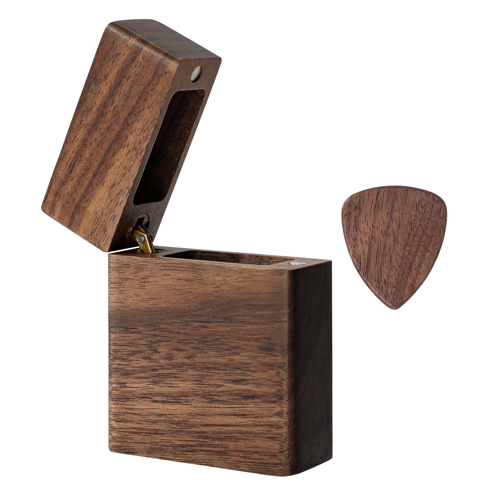 Handmade Wooden Guitar Pick Box and Pick for Guitar Lover Musical Gift