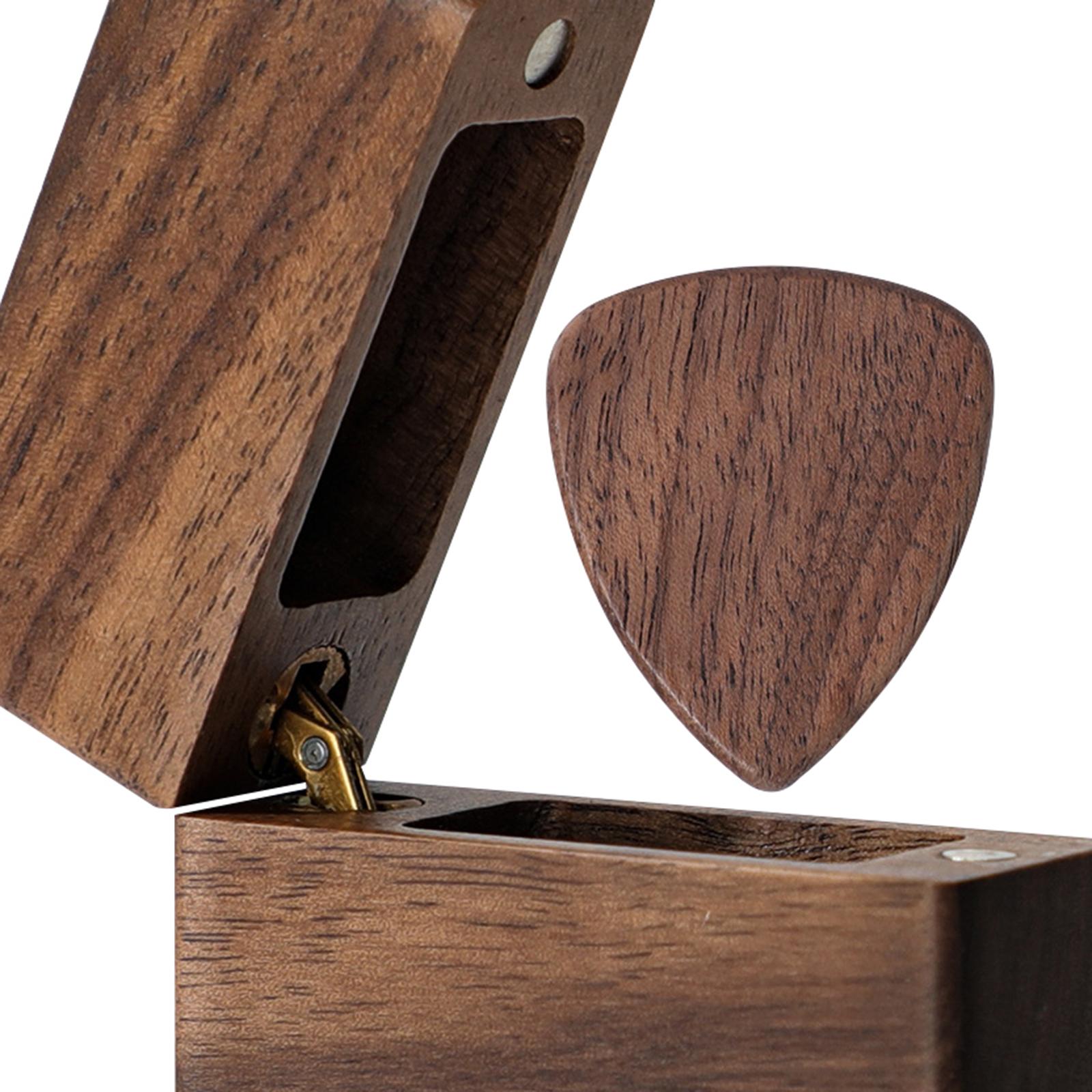 Handmade Wooden Guitar Pick Box and Pick for Guitar Lover Musical Gift