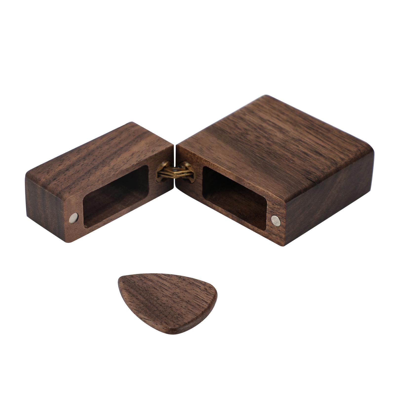 Handmade Wooden Guitar Pick Box and Pick for Guitar Lover Musical Gift