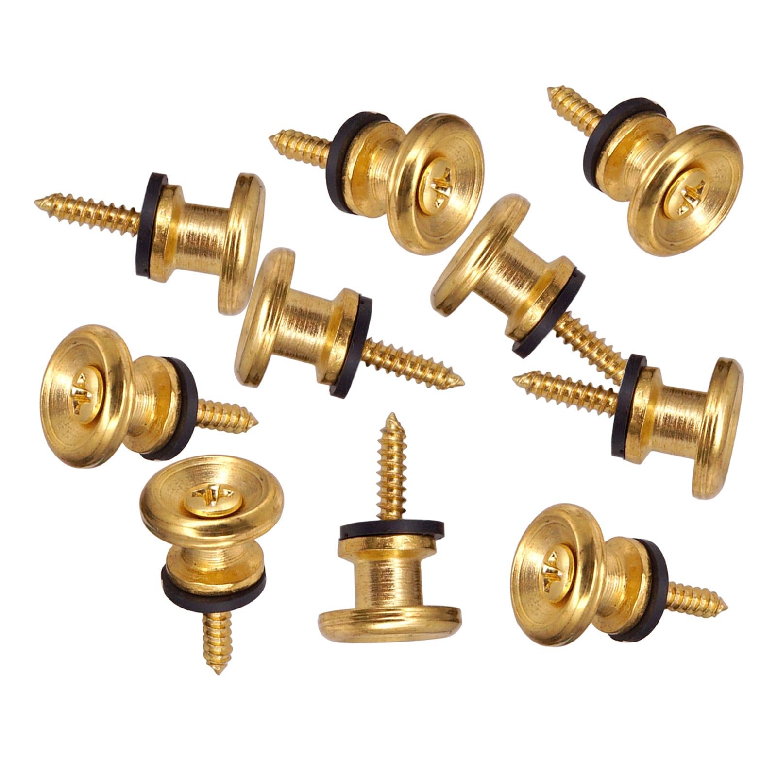 10x Guitar Strap Lock Pins Peg for Acoustic Electric Guitar Ukulele Bass Golden