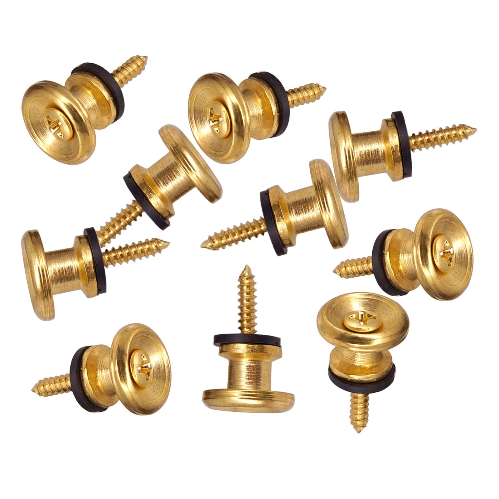 10x Guitar Strap Lock Pins Peg for Acoustic Electric Guitar Ukulele Bass Golden