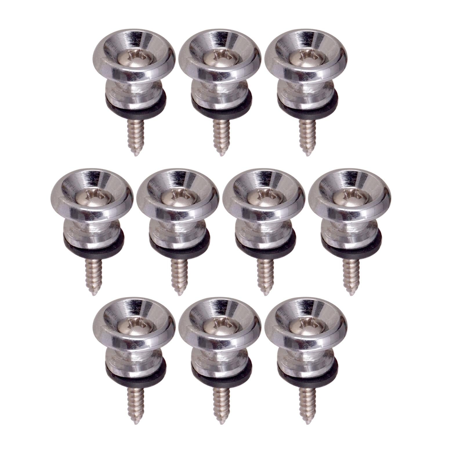 10x Guitar Strap Lock Pins Peg for Acoustic Electric Guitar Ukulele Bass Silver