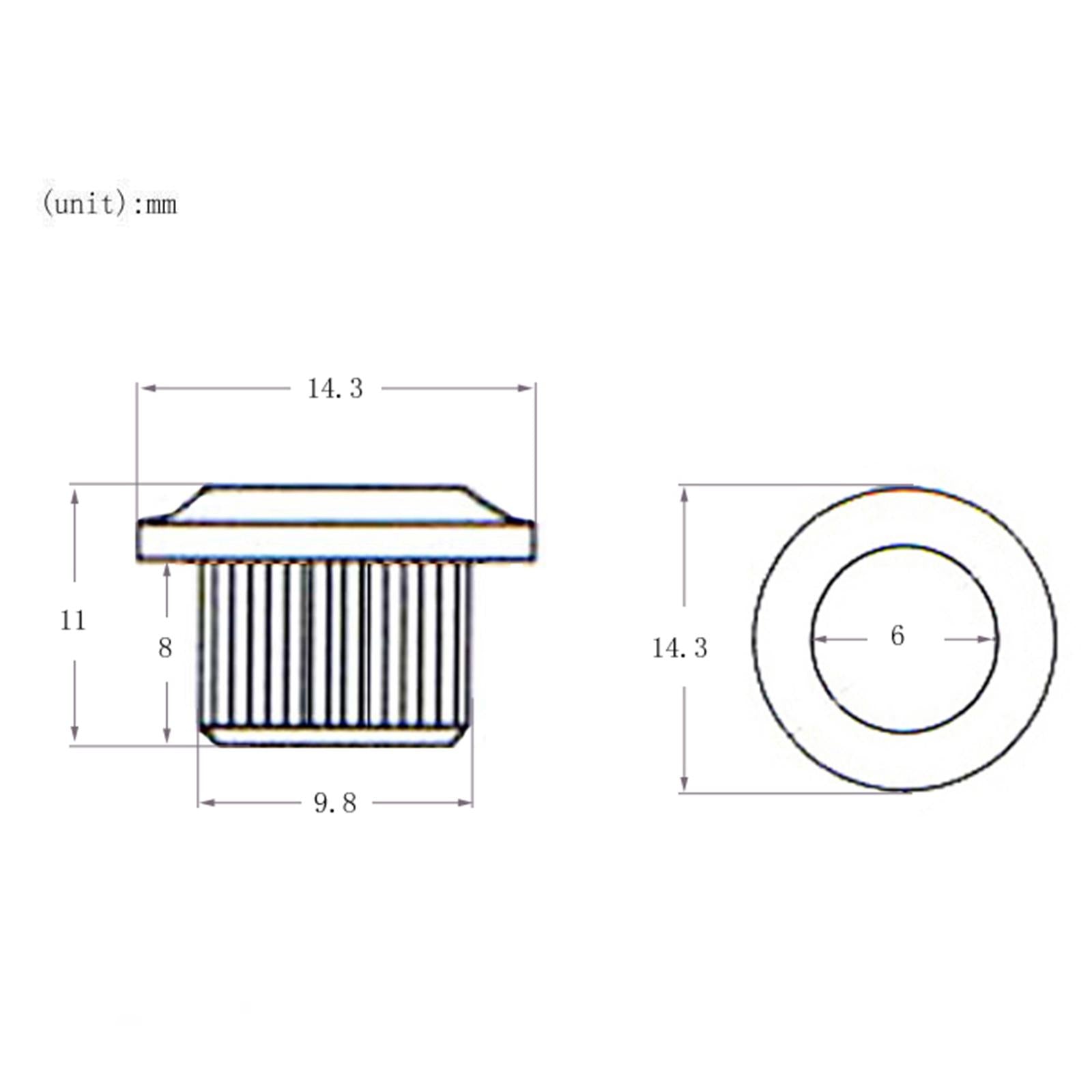 6x Chrome Guitar Tuner Bushings with Screws for Semi Closed Guitar Tuners black
