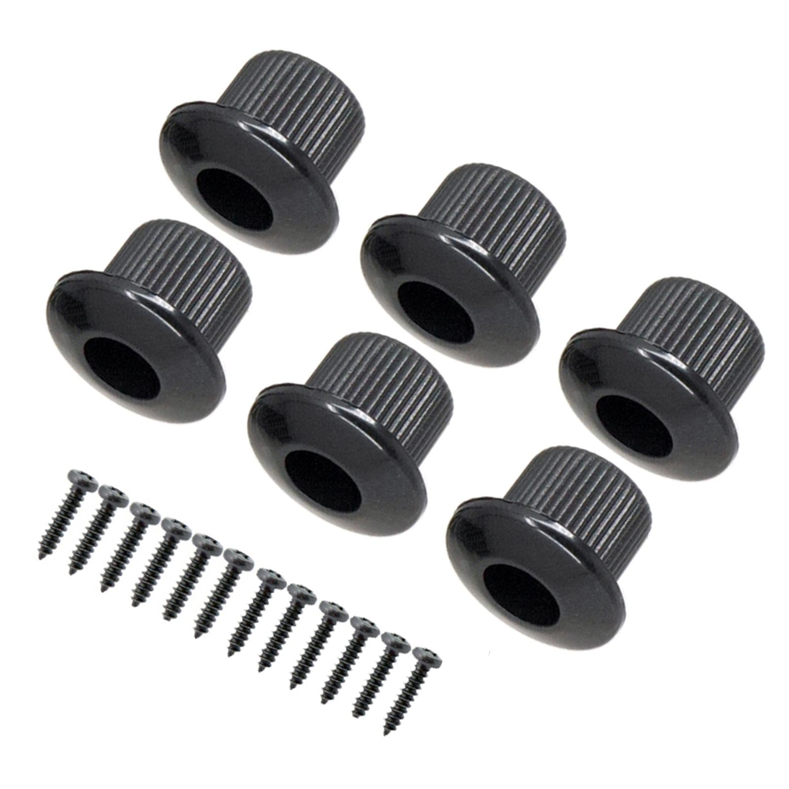 6x Chrome Guitar Tuner Bushings with Screws for Semi Closed Guitar Tuners black
