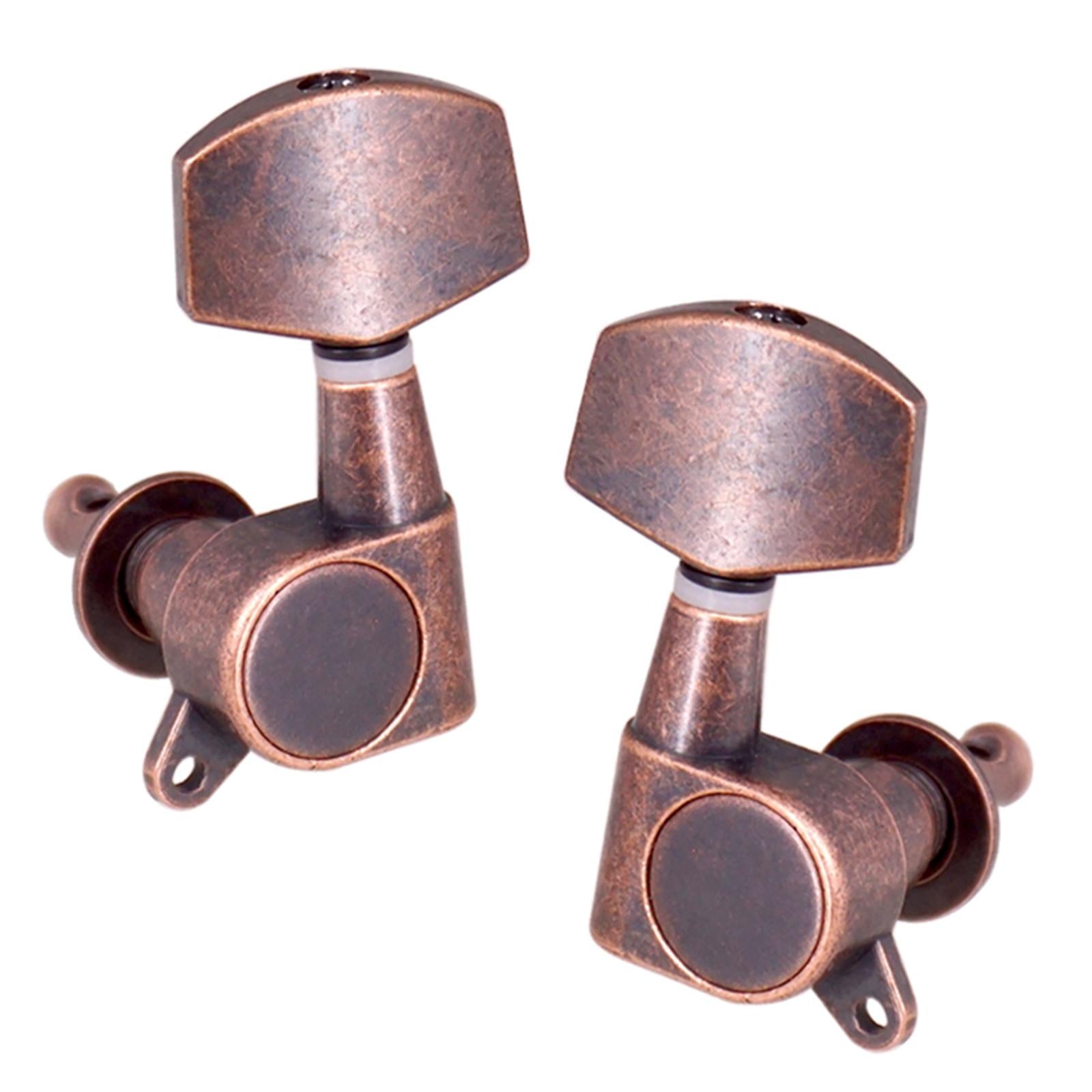 6x Guitar Tuning Pegs Tuning Keys Full Closed for Electric Guitar Red Copper