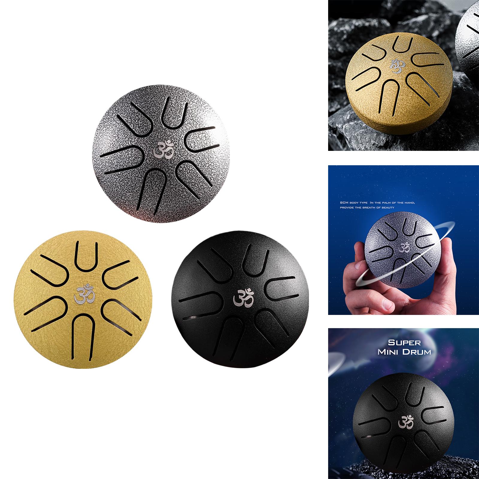 3.74 Hand Drum 6 Notes with Books for Meditation Yoga Adults Silver"